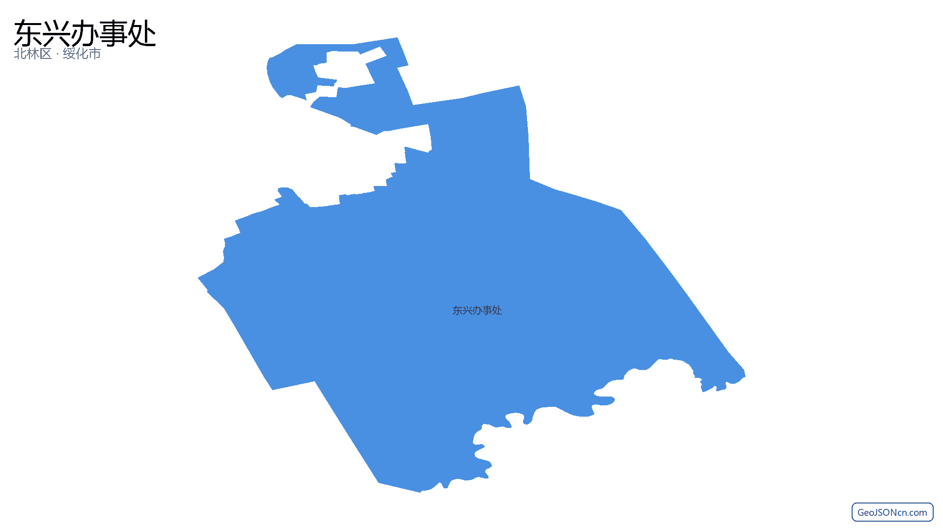 东兴办事处行政区划边界地图（北林区·绥化市）,提供GeoJSON、SHP矢量边界数据下载及高清地图大图(PNG/JPG) - GeoJSONcn.com