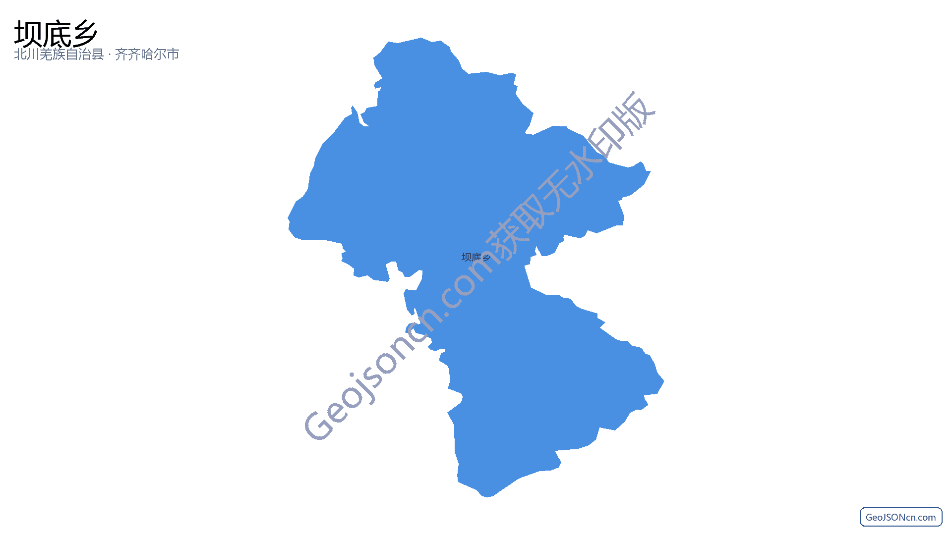 坝底乡行政区划边界地图(北川羌族自治县·绵阳市),提供GeoJSON、SHP矢量边界数据下载及高清地图大图(PNG/JPG) - GeoJSONcn.com