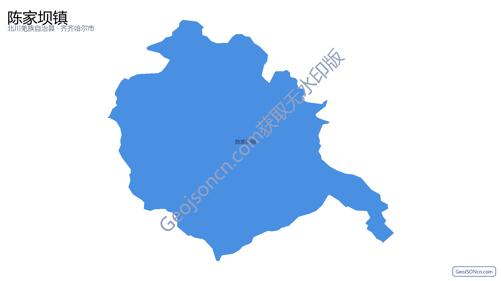 陈家坝镇行政区划边界地图（北川羌族自治县·绵阳市）,提供GeoJSON、SHP矢量边界数据下载及高清地图大图(PNG/JPG) - GeoJSONcn.com