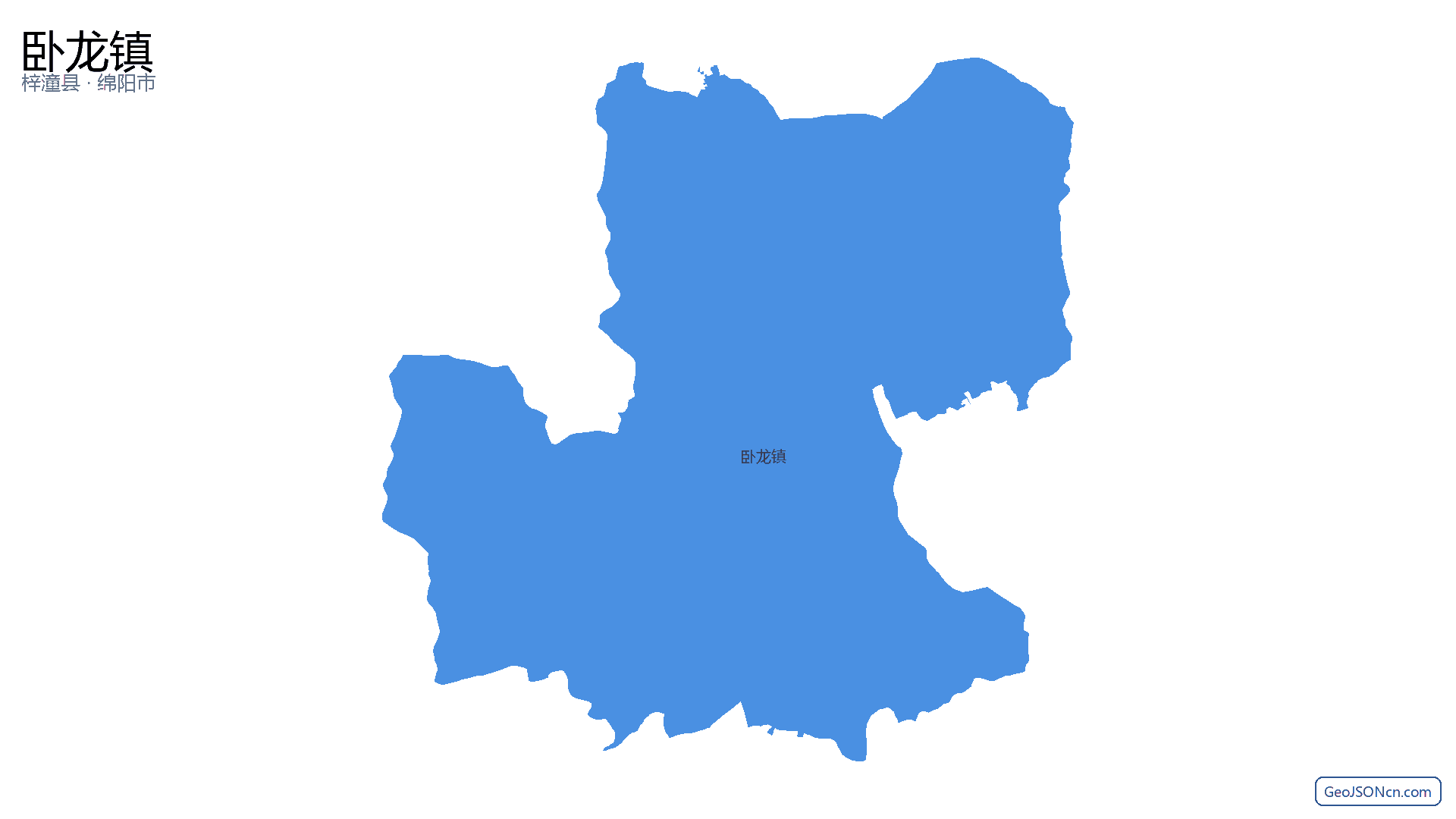 卧龙镇行政区划边界地图（梓潼县·绵阳市）,提供GeoJSON、SHP矢量边界数据下载及高清地图大图(PNG/JPG) - GeoJSONcn.com