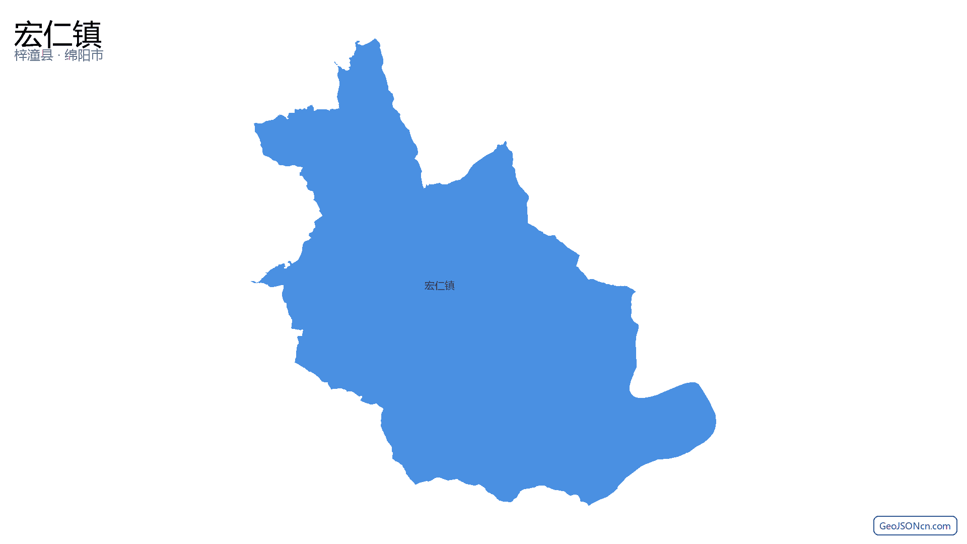 宏仁镇行政区划边界地图（梓潼县·绵阳市）,提供GeoJSON、SHP矢量边界数据下载及高清地图大图(PNG/JPG) - GeoJSONcn.com