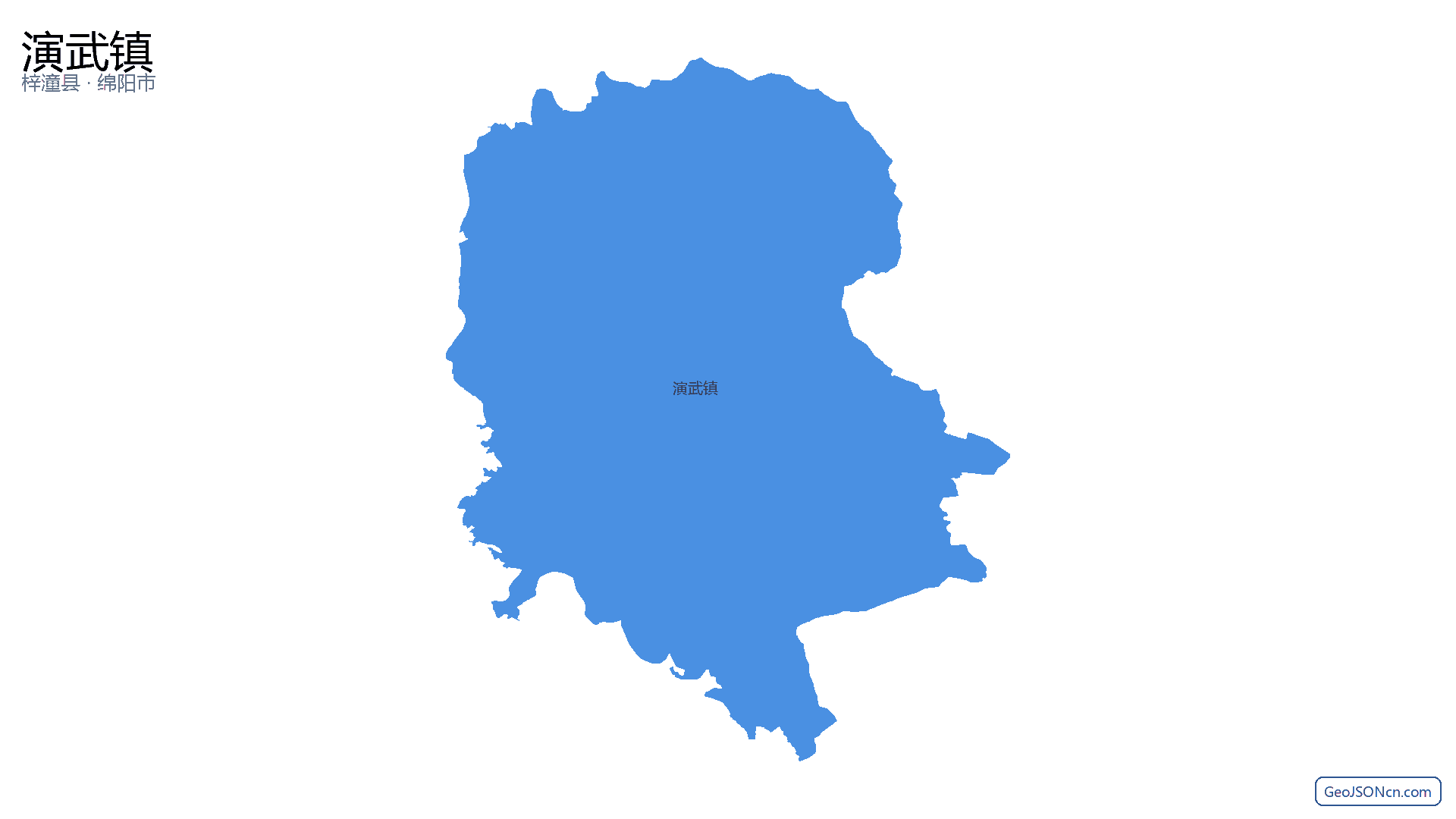 演武镇行政区划边界地图（梓潼县·绵阳市）,提供GeoJSON、SHP矢量边界数据下载及高清地图大图(PNG/JPG) - GeoJSONcn.com