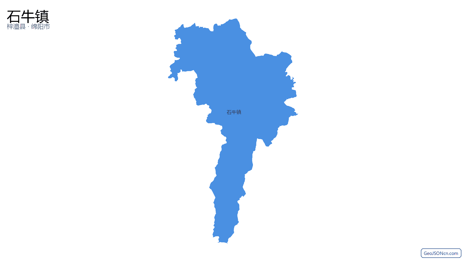 石牛镇行政区划边界地图（梓潼县·绵阳市）,提供GeoJSON、SHP矢量边界数据下载及高清地图大图(PNG/JPG) - GeoJSONcn.com