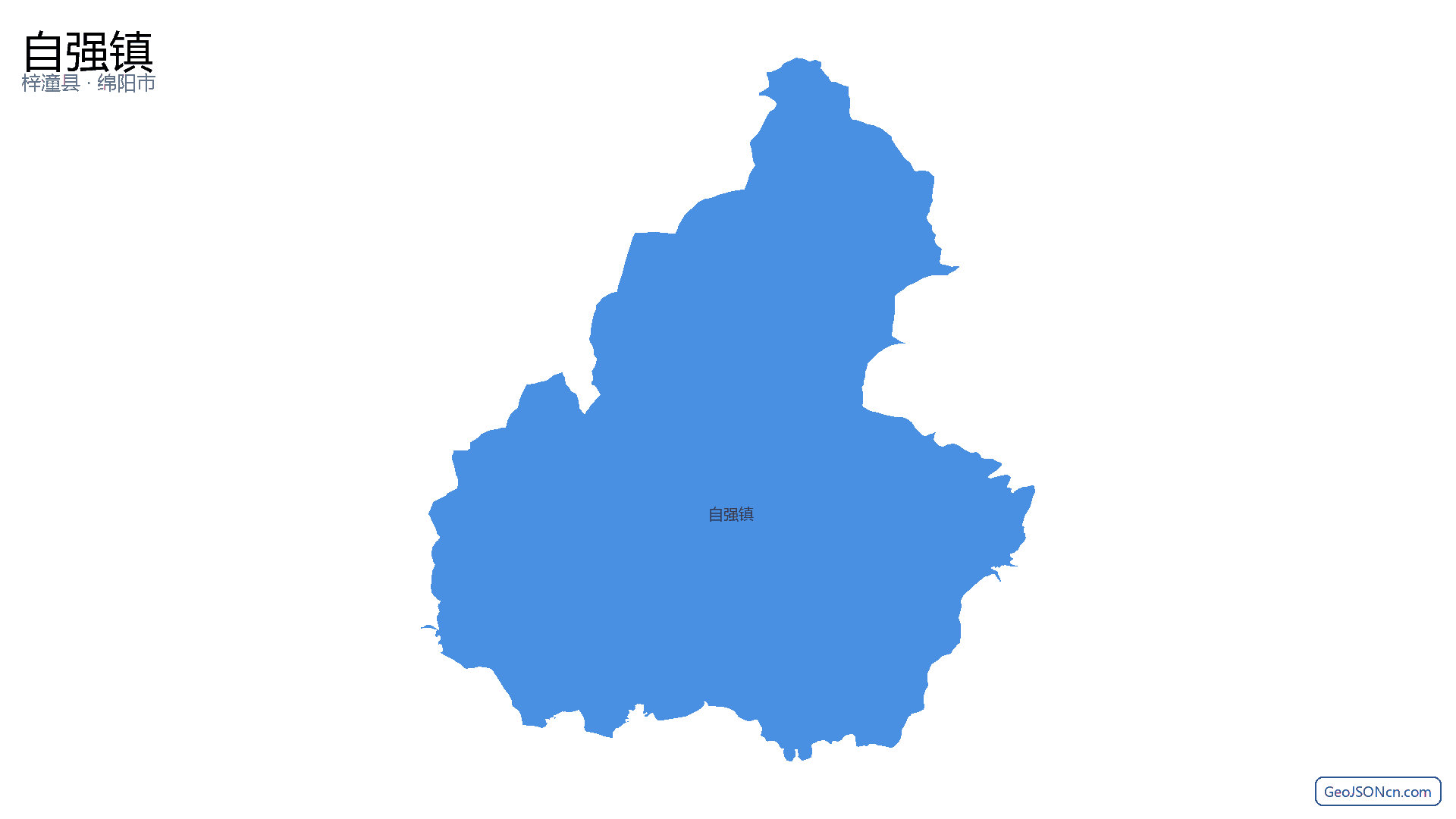自强镇行政区划边界地图（梓潼县·绵阳市）,提供GeoJSON、SHP矢量边界数据下载及高清地图大图(PNG/JPG) - GeoJSONcn.com