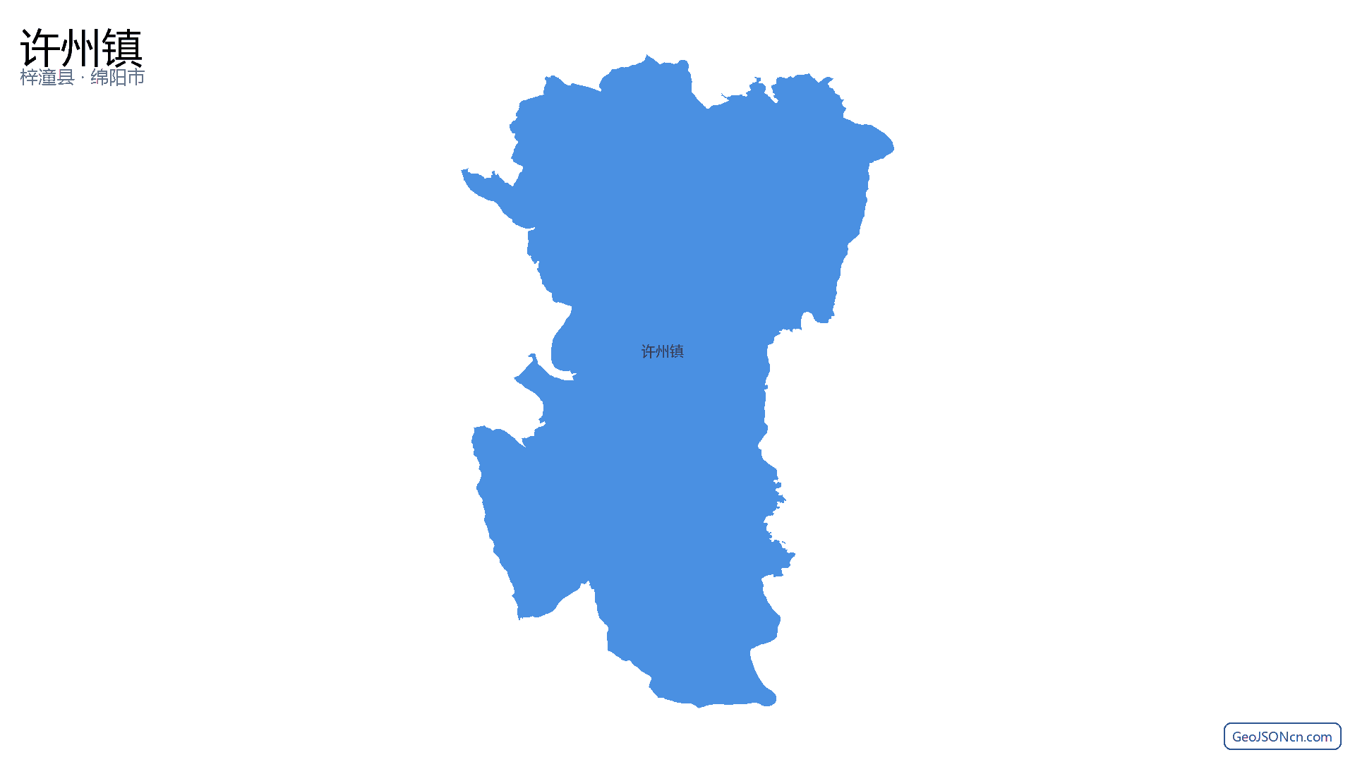 许州镇行政区划边界地图(梓潼县·绵阳市),提供GeoJSON、SHP矢量边界数据下载及高清地图大图(PNG/JPG) - GeoJSONcn.com