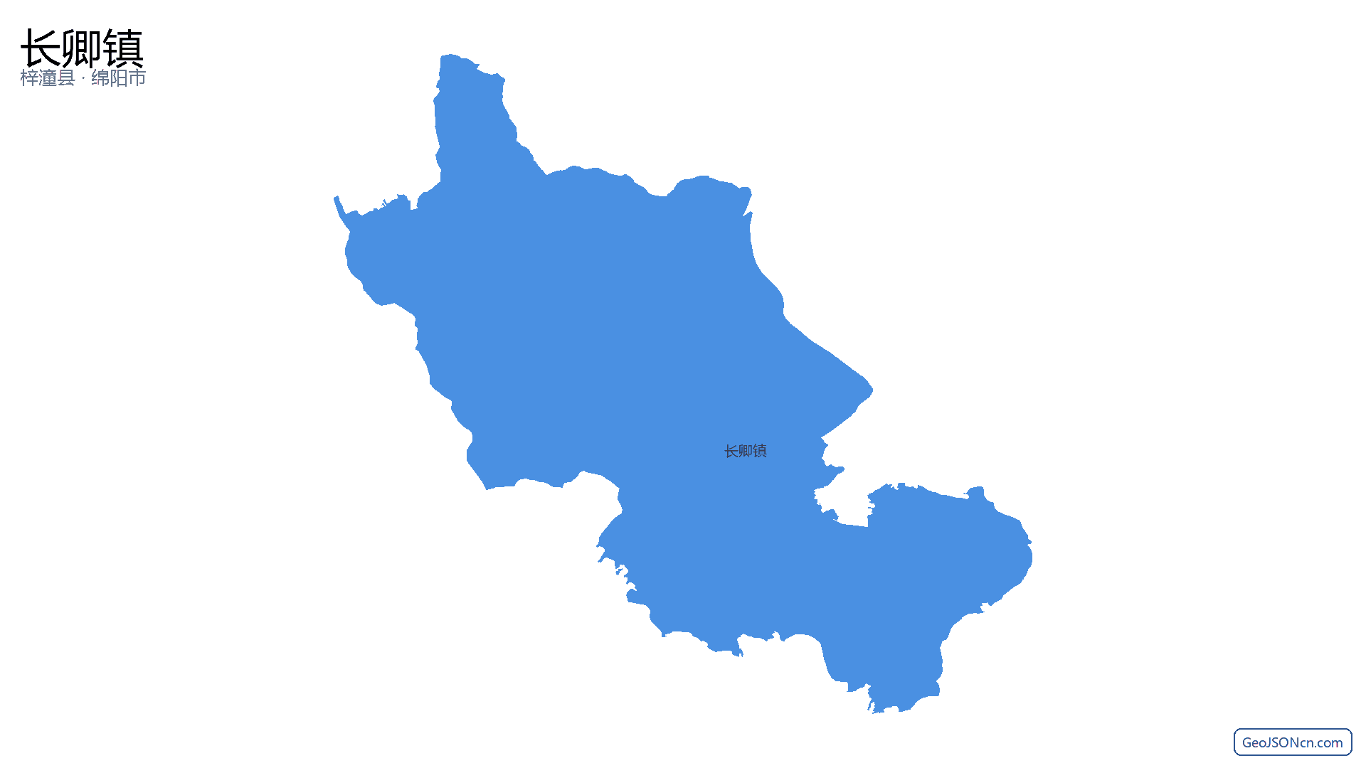 长卿镇行政区划边界地图（梓潼县·绵阳市）,提供GeoJSON、SHP矢量边界数据下载及高清地图大图(PNG/JPG) - GeoJSONcn.com
