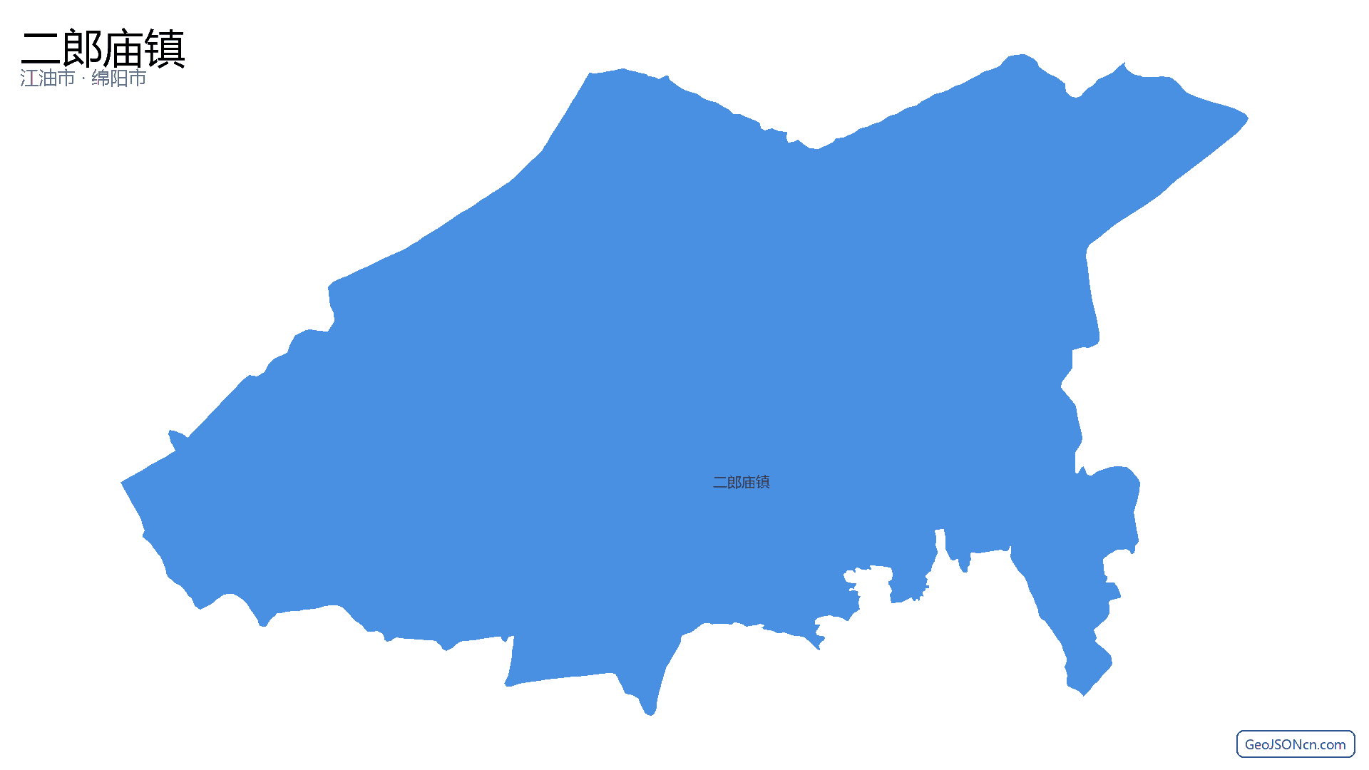 二郎庙镇行政区划边界地图（江油市·绵阳市）,提供GeoJSON、SHP矢量边界数据下载及高清地图大图(PNG/JPG) - GeoJSONcn.com