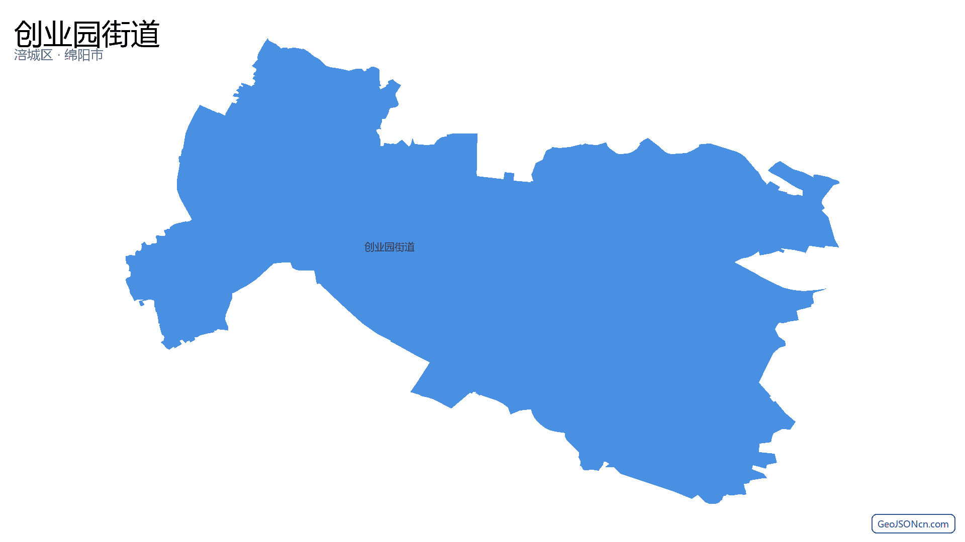 创业园街道行政区划边界地图（涪城区·绵阳市）,提供GeoJSON、SHP矢量边界数据下载及高清地图大图(PNG/JPG) - GeoJSONcn.com