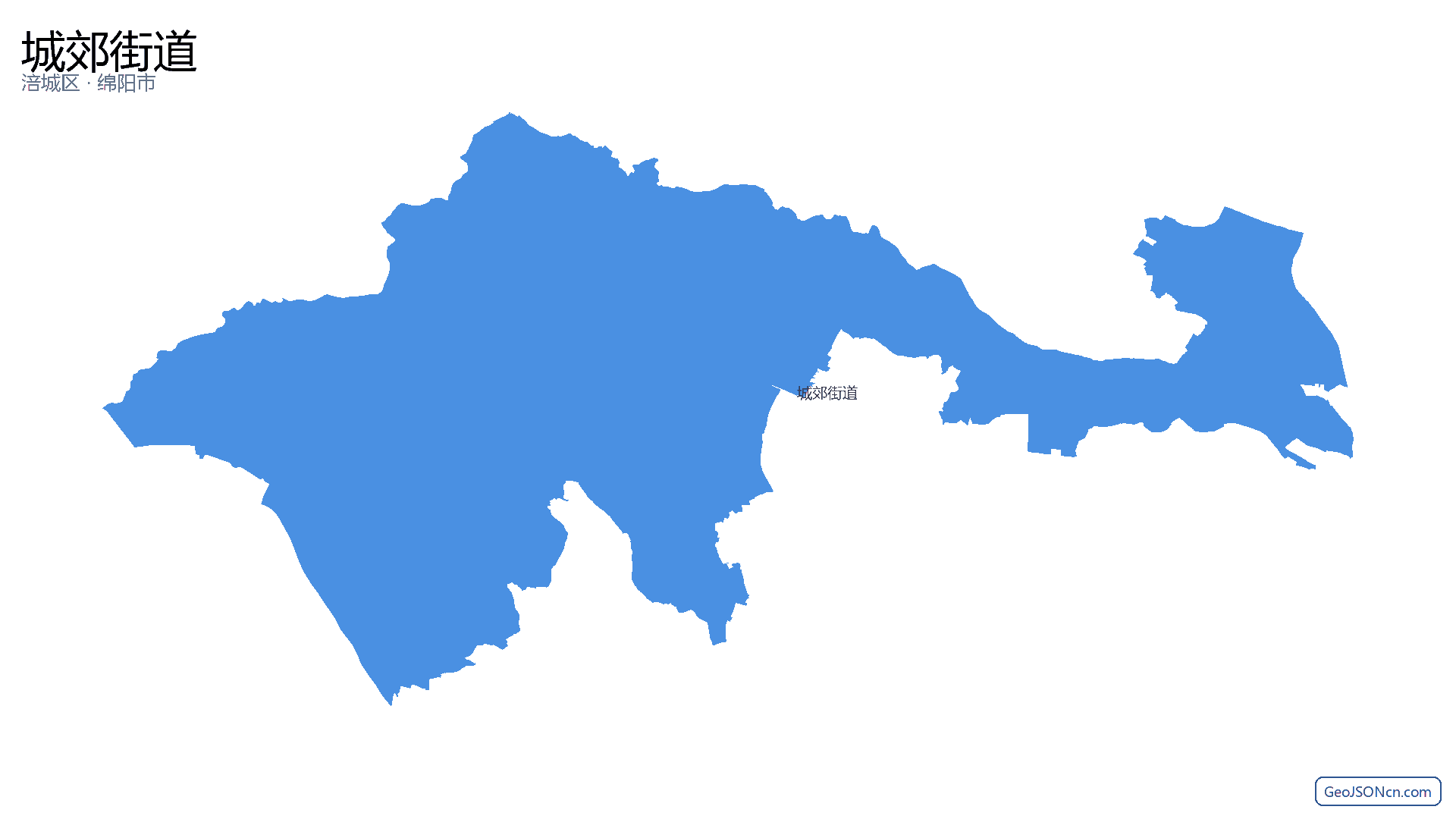城郊街道行政区划边界地图（涪城区·绵阳市）,提供GeoJSON、SHP矢量边界数据下载及高清地图大图(PNG/JPG) - GeoJSONcn.com