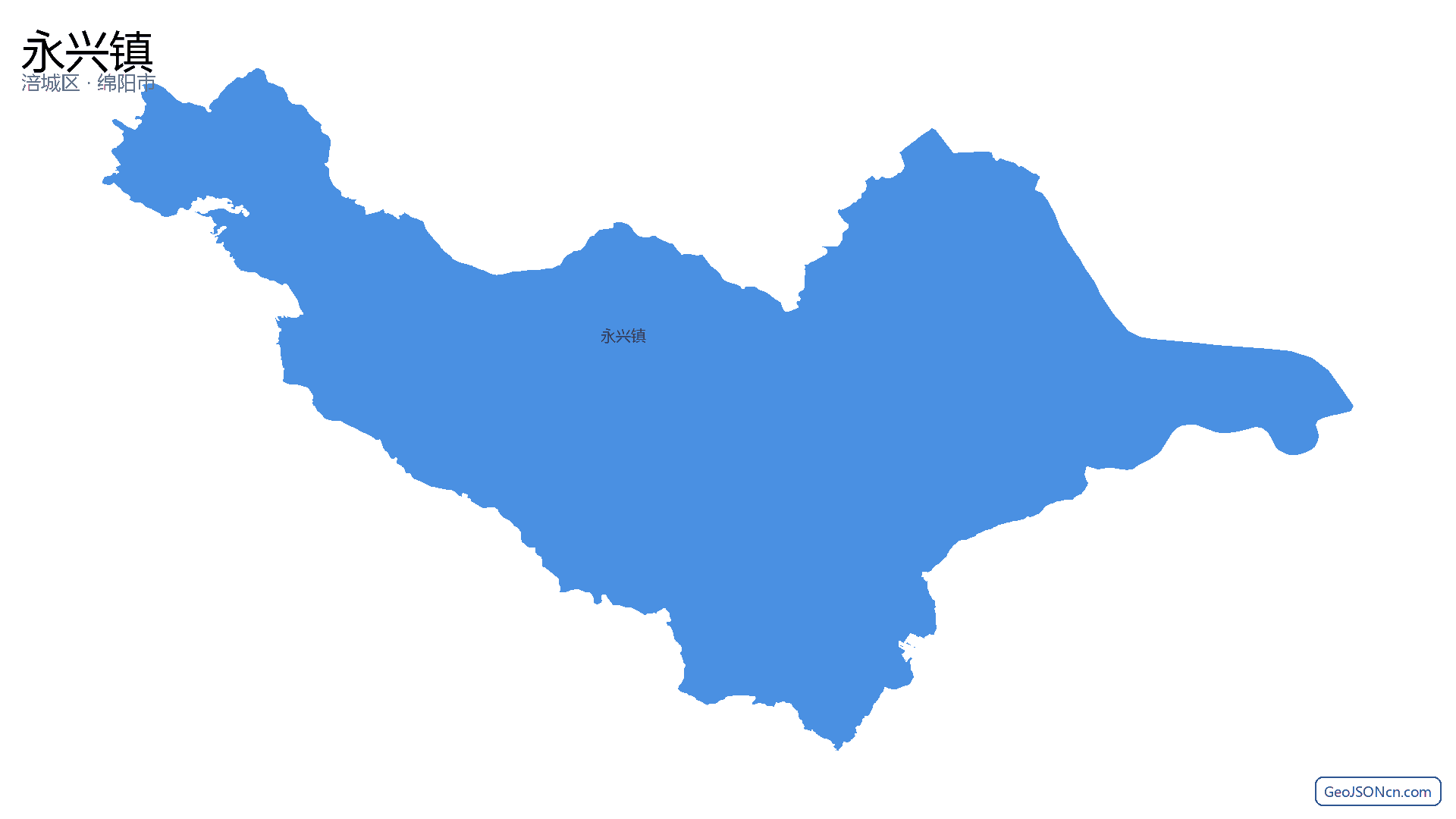 永兴镇行政区划边界地图(涪城区·绵阳市),提供GeoJSON、SHP矢量边界数据下载及高清地图大图(PNG/JPG) - GeoJSONcn.com