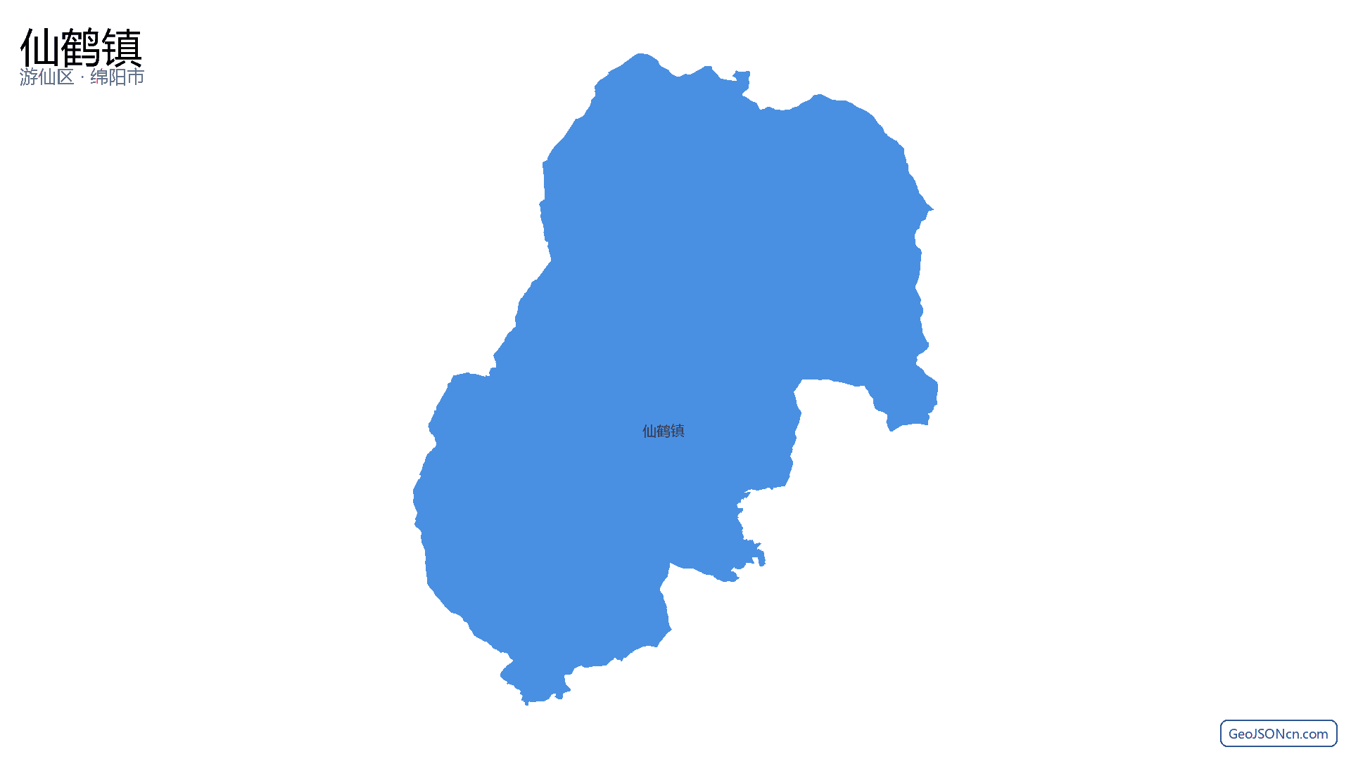 仙鹤镇行政区划边界地图（游仙区·绵阳市）,提供GeoJSON、SHP矢量边界数据下载及高清地图大图(PNG/JPG) - GeoJSONcn.com