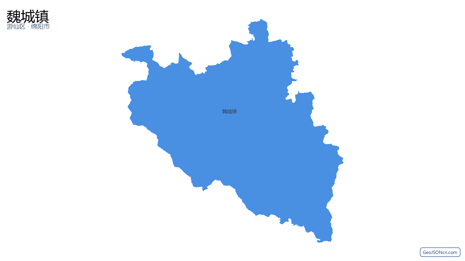 魏城镇行政区划边界地图（游仙区·绵阳市）,提供GeoJSON、SHP矢量边界数据下载及高清地图大图(PNG/JPG) - GeoJSONcn.com