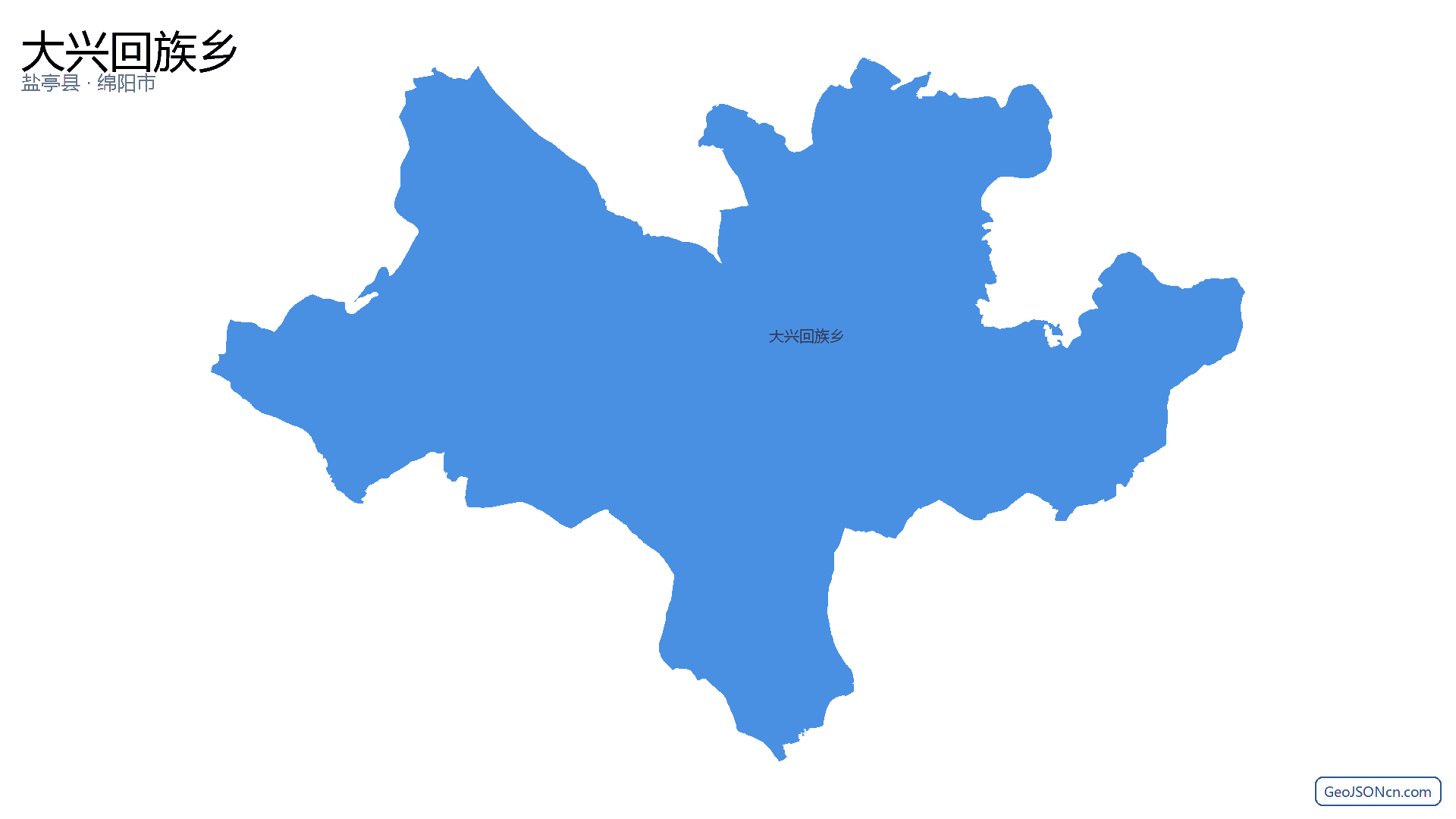 大兴回族乡行政区划边界地图（盐亭县·绵阳市）,提供GeoJSON、SHP矢量边界数据下载及高清地图大图(PNG/JPG) - GeoJSONcn.com