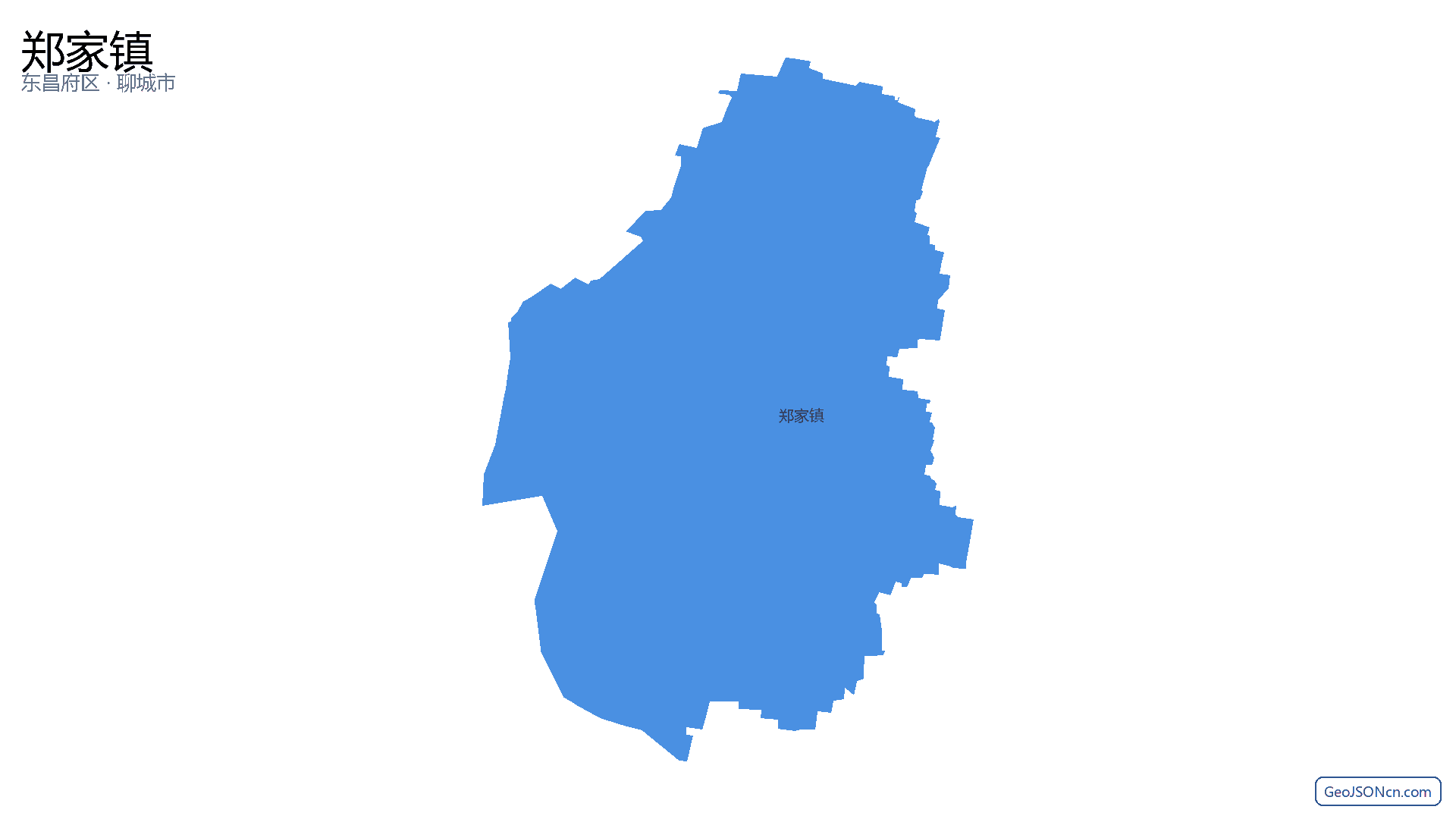 郑家镇行政区划边界地图（东昌府区·聊城市）,提供GeoJSON、SHP矢量边界数据下载及高清地图大图(PNG/JPG) - GeoJSONcn.com