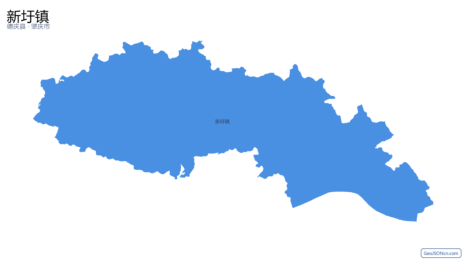 新圩镇行政区划边界地图（德庆县·肇庆市）,提供GeoJSON、SHP矢量边界数据下载及高清地图大图(PNG/JPG) - GeoJSONcn.com