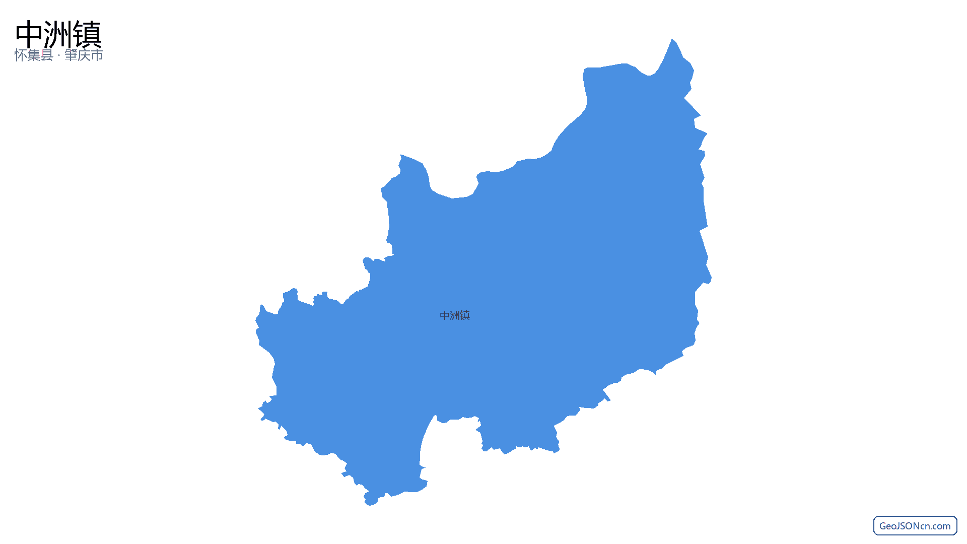中洲镇行政区划边界地图(怀集县·肇庆市),提供GeoJSON、SHP矢量边界数据下载及高清地图大图(PNG/JPG) - GeoJSONcn.com