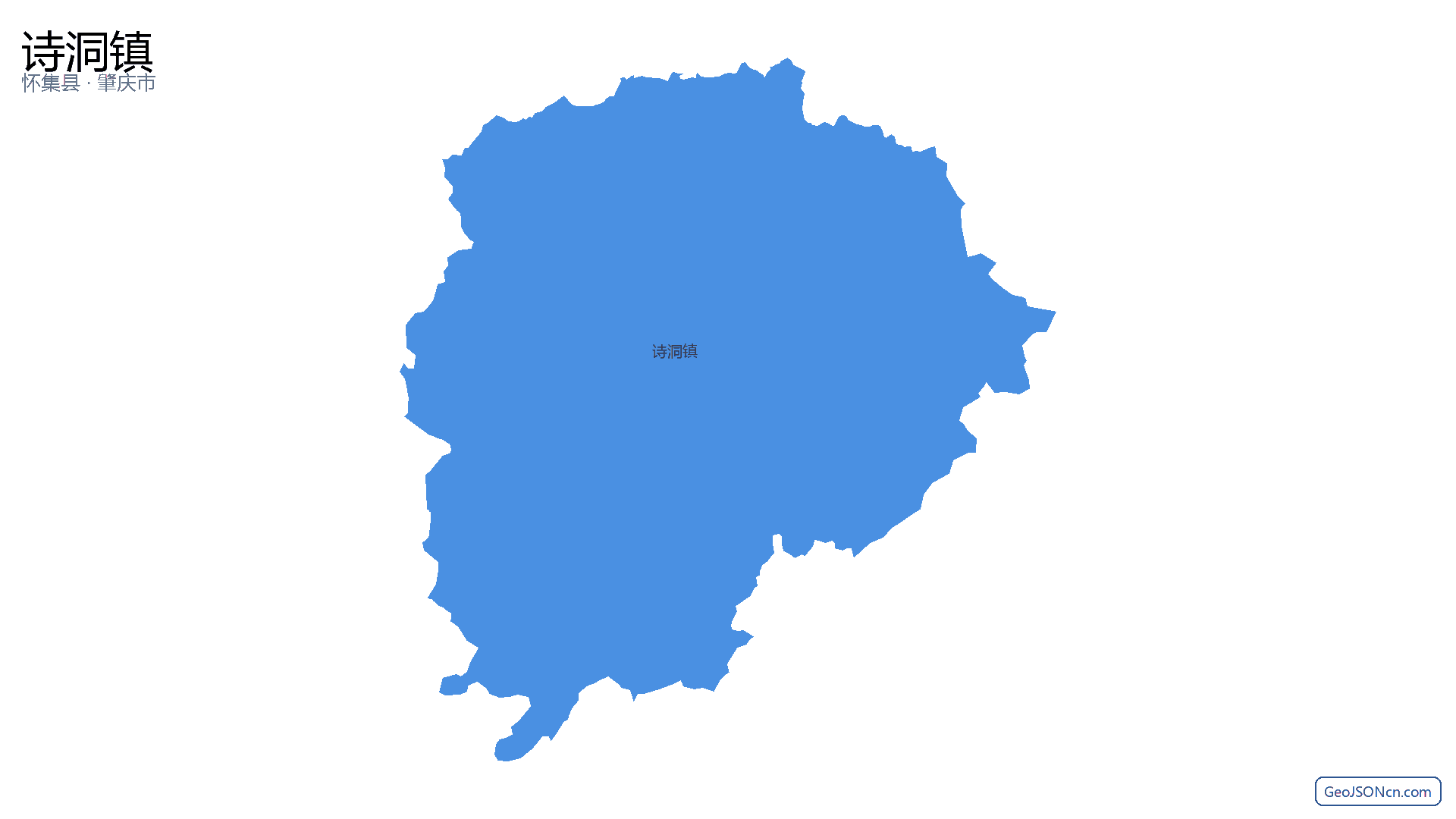 诗洞镇行政区划边界地图（怀集县·肇庆市）,提供GeoJSON、SHP矢量边界数据下载及高清地图大图(PNG/JPG) - GeoJSONcn.com