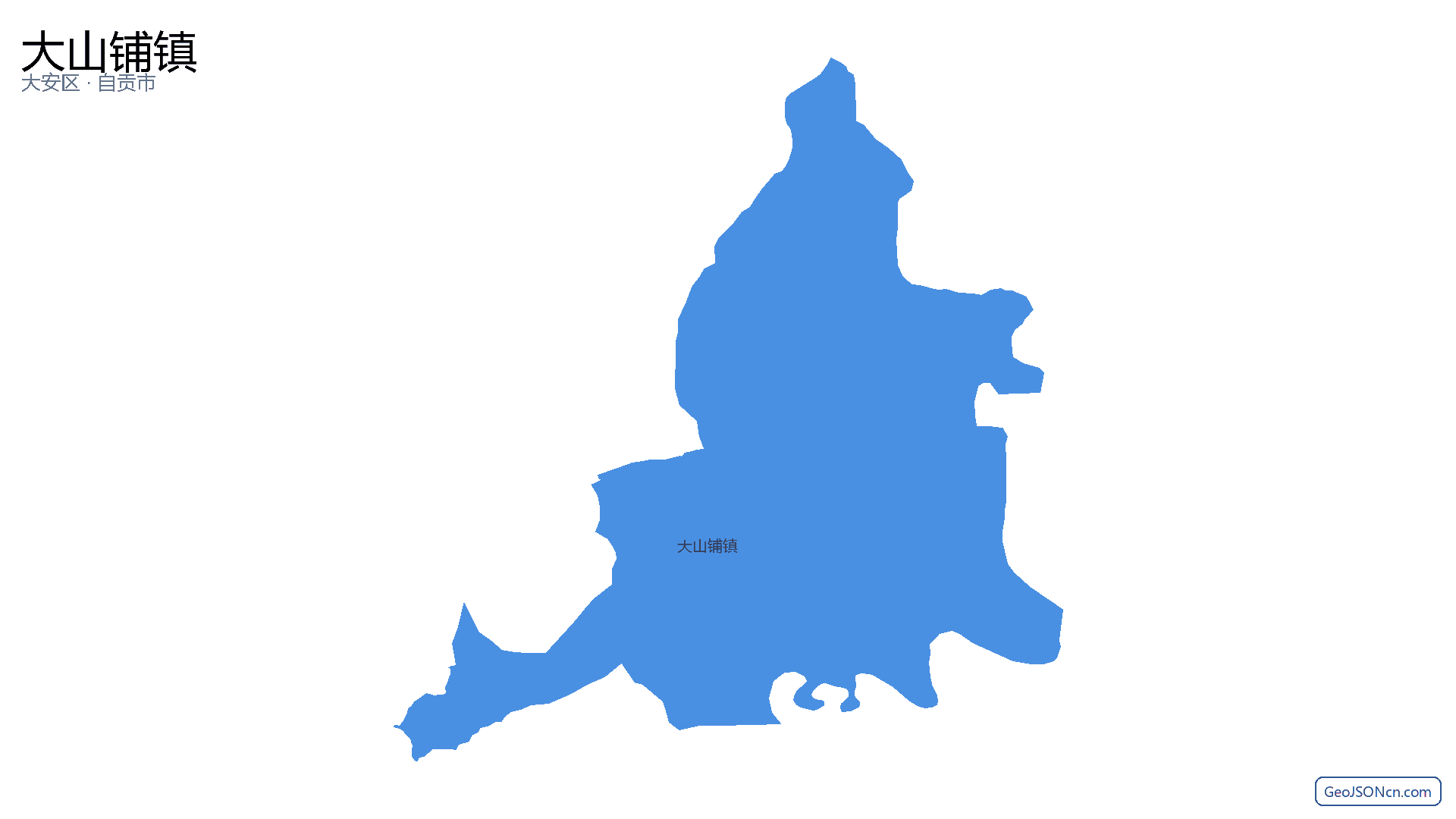 大山铺镇行政区划边界地图（大安区·自贡市）,提供GeoJSON、SHP矢量边界数据下载及高清地图大图(PNG/JPG) - GeoJSONcn.com