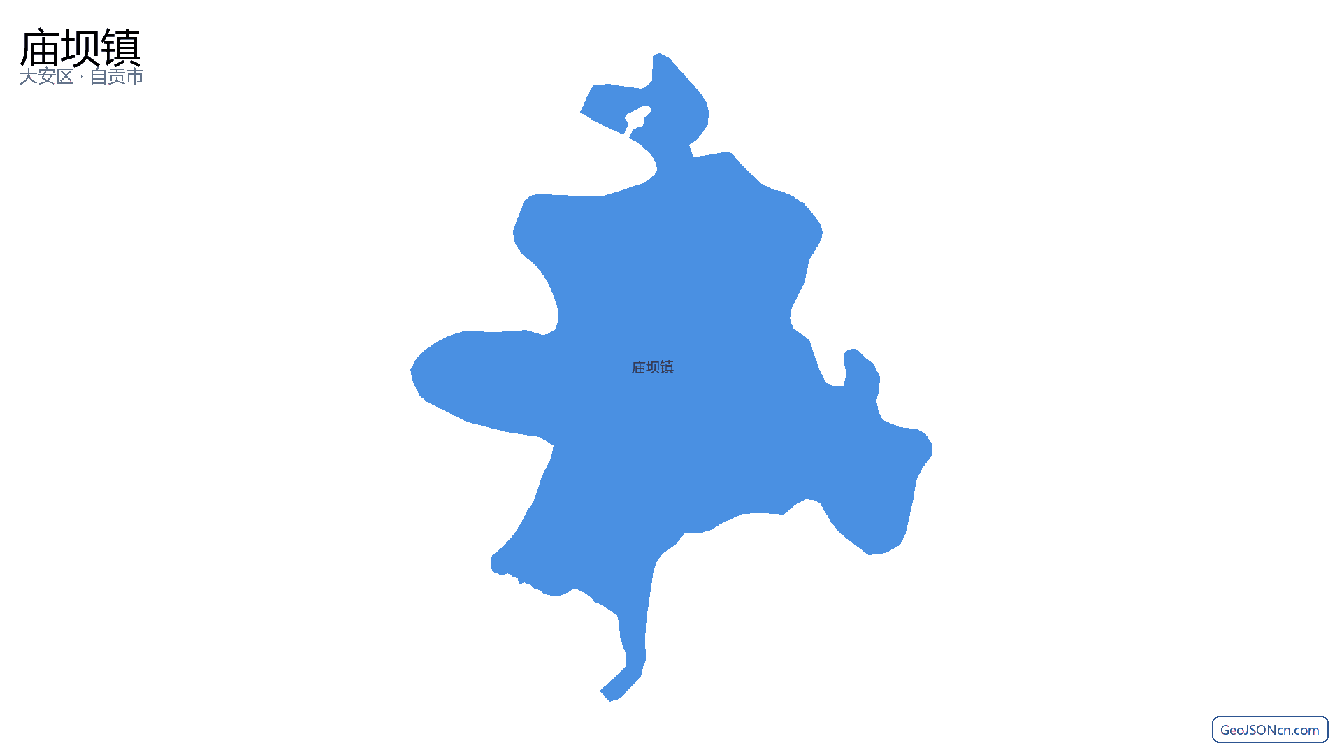 庙坝镇行政区划边界地图（大安区·自贡市）,提供GeoJSON、SHP矢量边界数据下载及高清地图大图(PNG/JPG) - GeoJSONcn.com