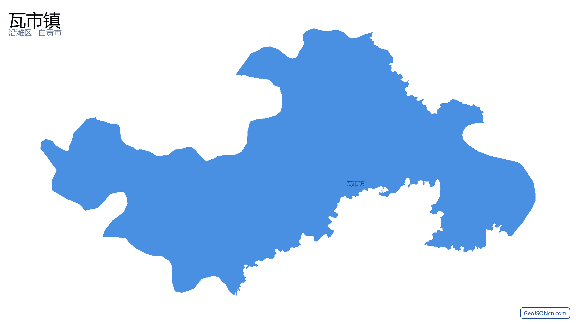 瓦市镇行政区划边界地图(沿滩区·自贡市),提供GeoJSON、SHP矢量边界数据下载及高清地图大图(PNG/JPG) - GeoJSONcn.com