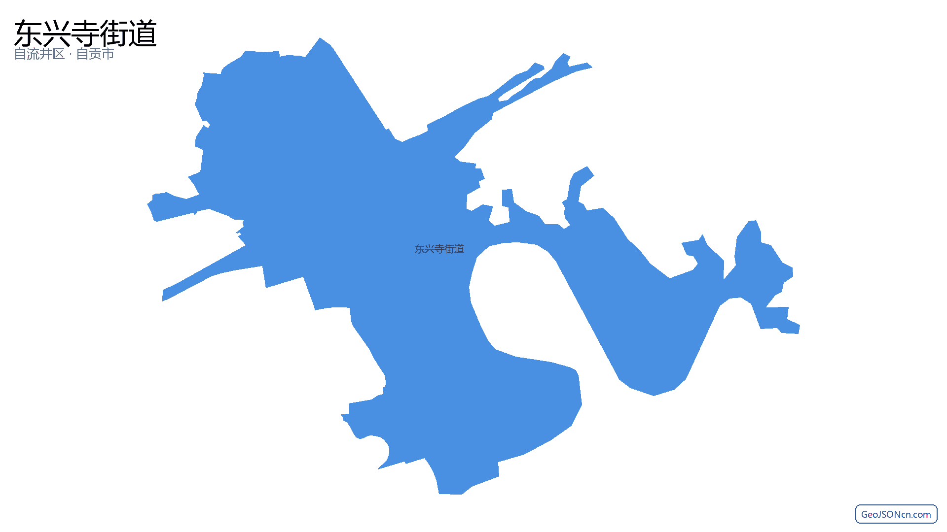 东兴寺街道行政区划边界地图（自流井区·自贡市）,提供GeoJSON、SHP矢量边界数据下载及高清地图大图(PNG/JPG) - GeoJSONcn.com