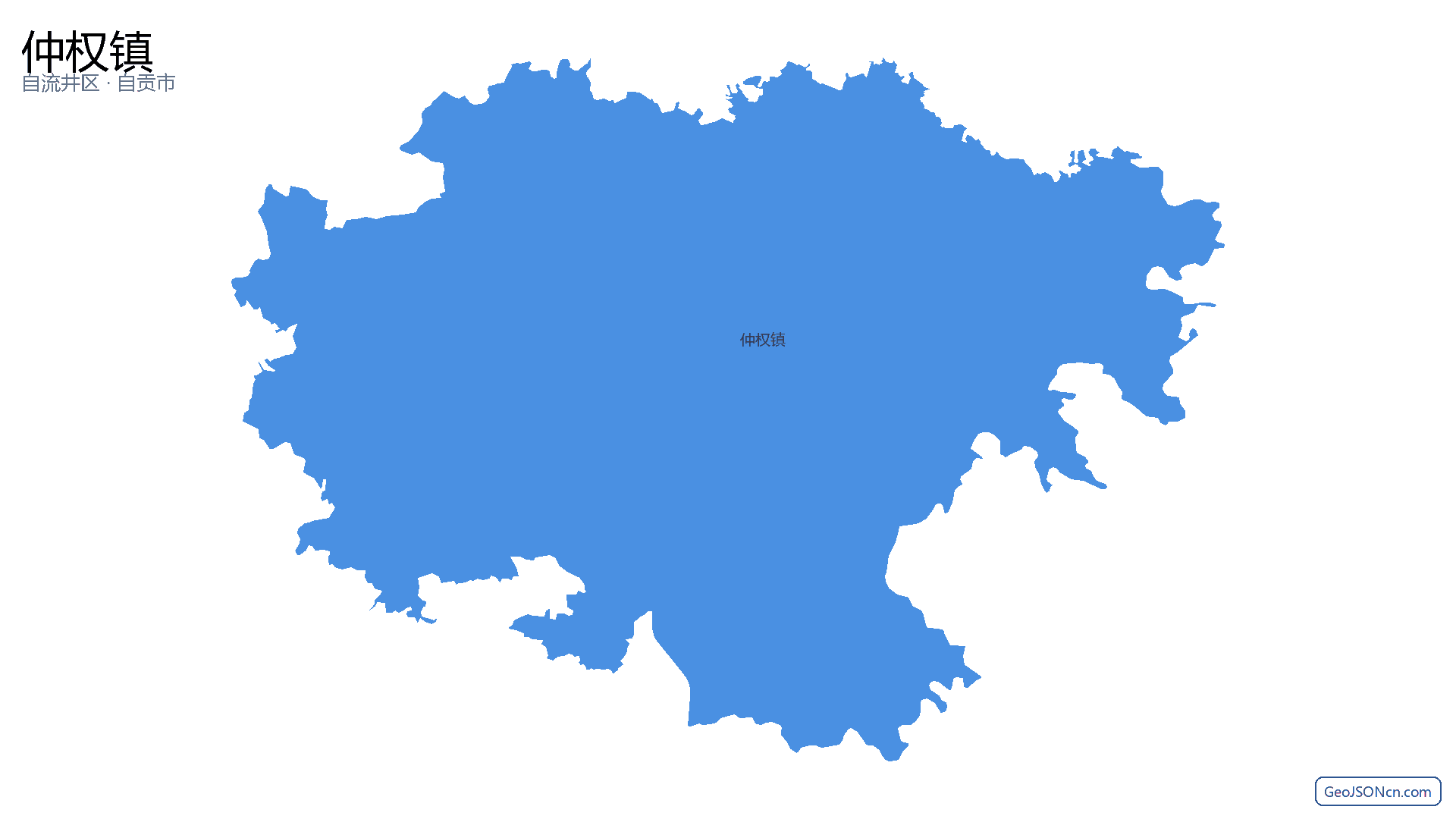仲权镇行政区划边界地图(自流井区·自贡市),提供GeoJSON、SHP矢量边界数据下载及高清地图大图(PNG/JPG) - GeoJSONcn.com