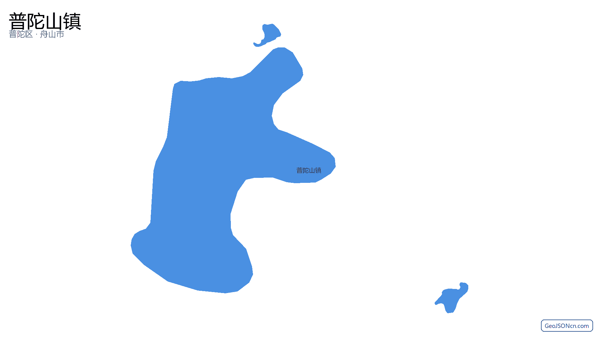 普陀山镇行政区划边界地图(普陀区·舟山市),提供GeoJSON、SHP矢量边界数据下载及高清地图大图(PNG/JPG) - GeoJSONcn.com