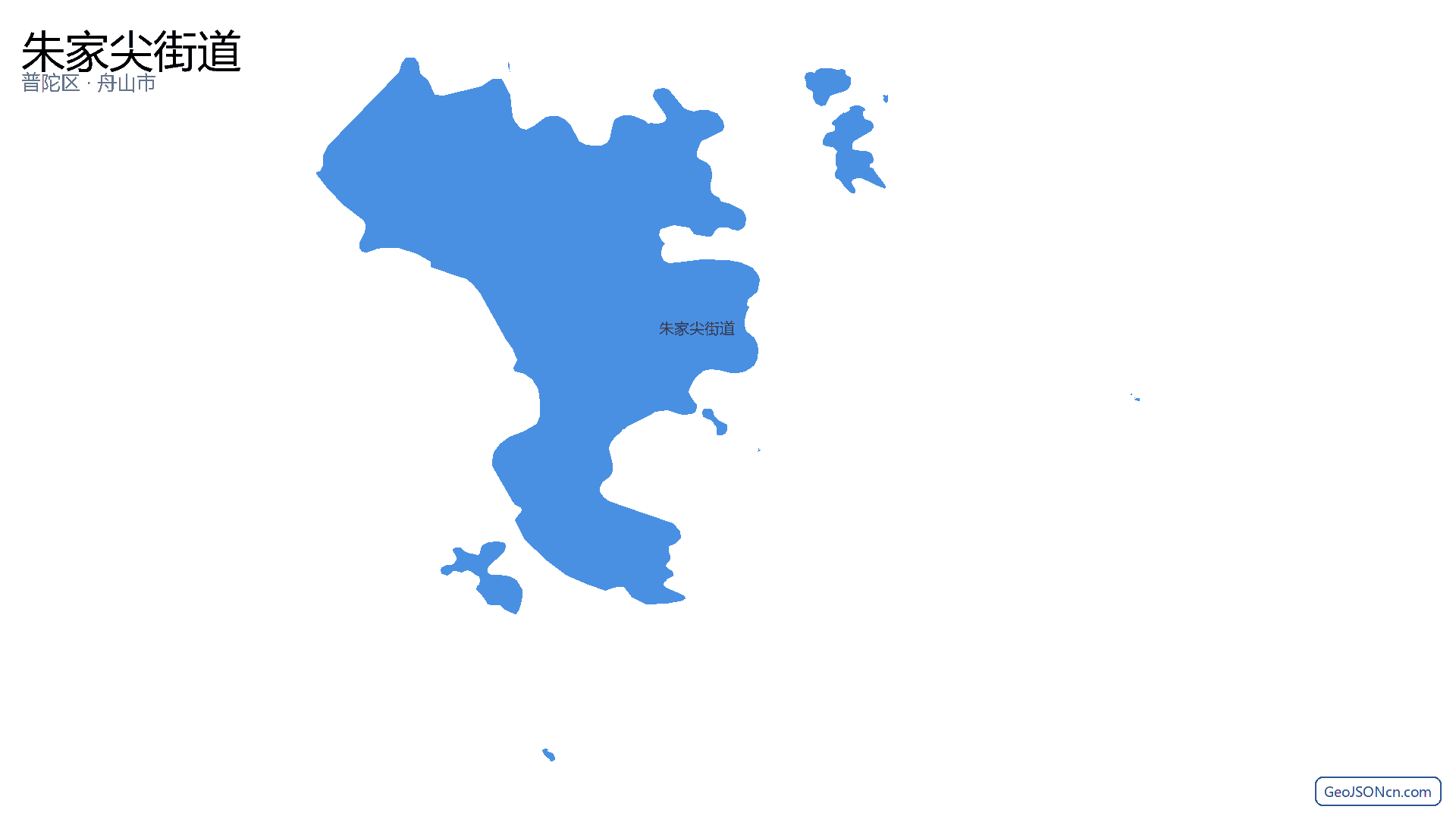 朱家尖街道行政区划边界地图（普陀区·舟山市）,提供GeoJSON、SHP矢量边界数据下载及高清地图大图(PNG/JPG) - GeoJSONcn.com