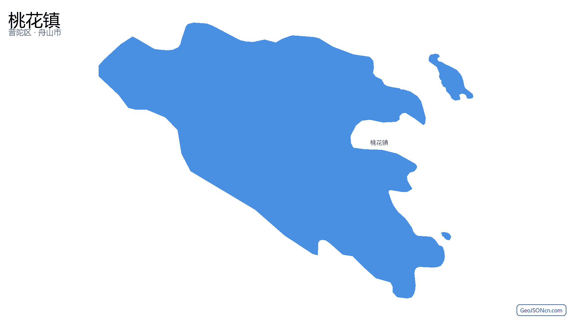 桃花镇行政区划边界地图(普陀区·舟山市),提供GeoJSON、SHP矢量边界数据下载及高清地图大图(PNG/JPG) - GeoJSONcn.com
