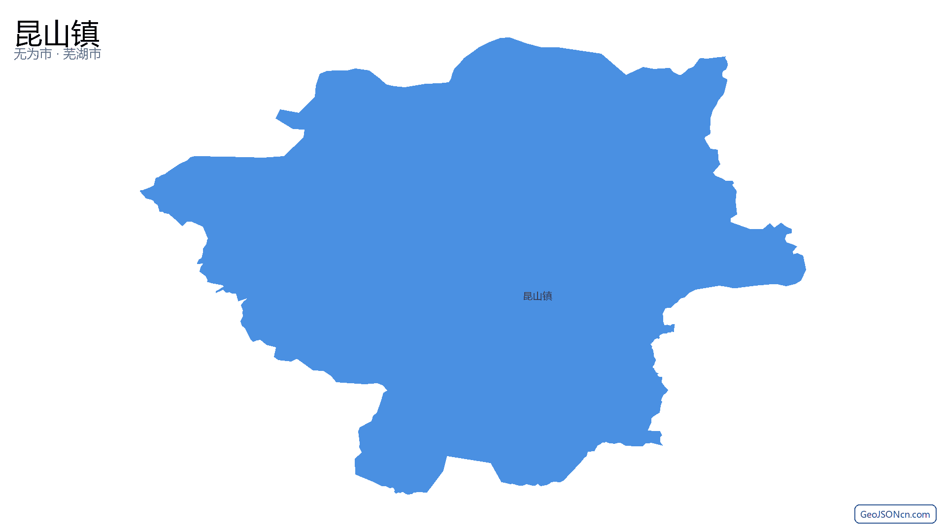 昆山镇行政区划边界地图（无为市·芜湖市）,提供GeoJSON、SHP矢量边界数据下载及高清地图大图(PNG/JPG) - GeoJSONcn.com