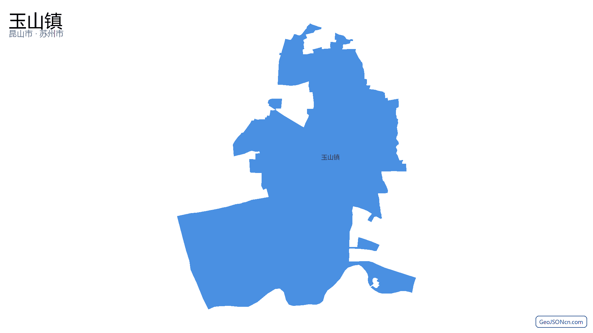 玉山镇行政区划边界地图（昆山市·苏州市）,提供GeoJSON、SHP矢量边界数据下载及高清地图大图(PNG/JPG) - GeoJSONcn.com