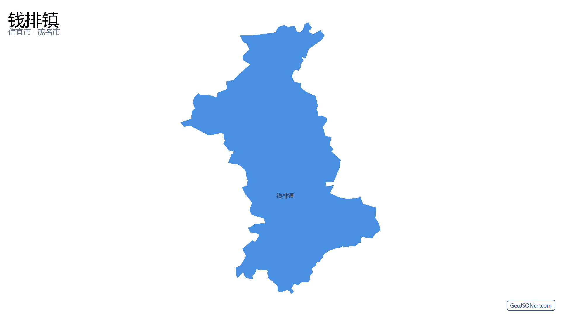 钱排镇行政区划边界地图（信宜市·茂名市）,提供GeoJSON、SHP矢量边界数据下载及高清地图大图(PNG/JPG) - GeoJSONcn.com