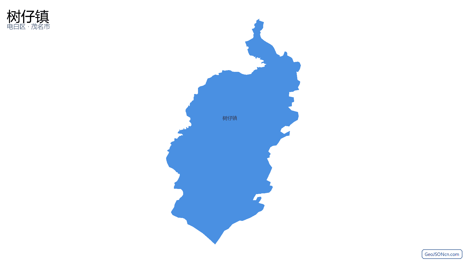 树仔镇行政区划边界地图(电白区·茂名市),提供GeoJSON、SHP矢量边界数据下载及高清地图大图(PNG/JPG) - GeoJSONcn.com