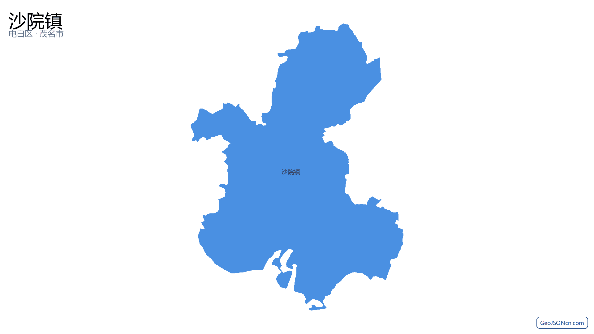 沙院镇行政区划边界地图(电白区·茂名市),提供GeoJSON、SHP矢量边界数据下载及高清地图大图(PNG/JPG) - GeoJSONcn.com