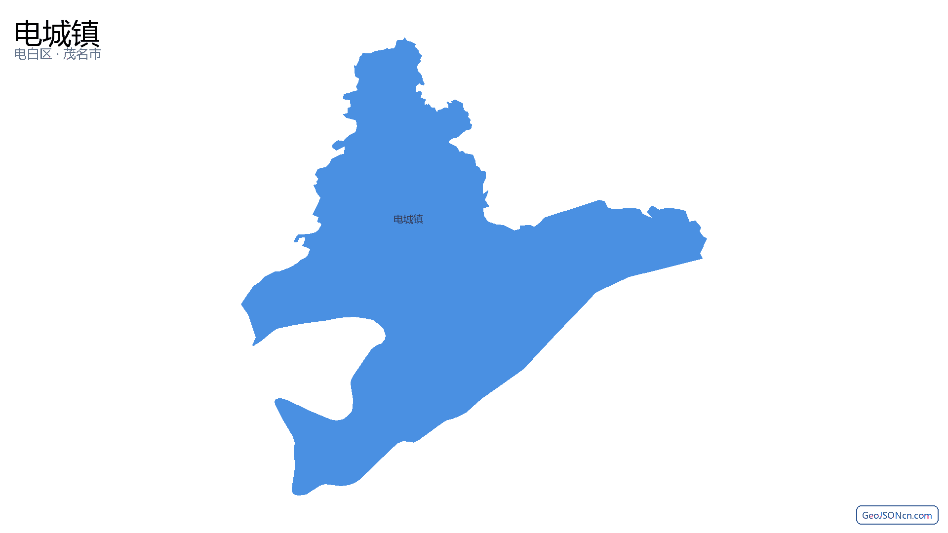 电城镇行政区划边界地图（电白区·茂名市）,提供GeoJSON、SHP矢量边界数据下载及高清地图大图(PNG/JPG) - GeoJSONcn.com