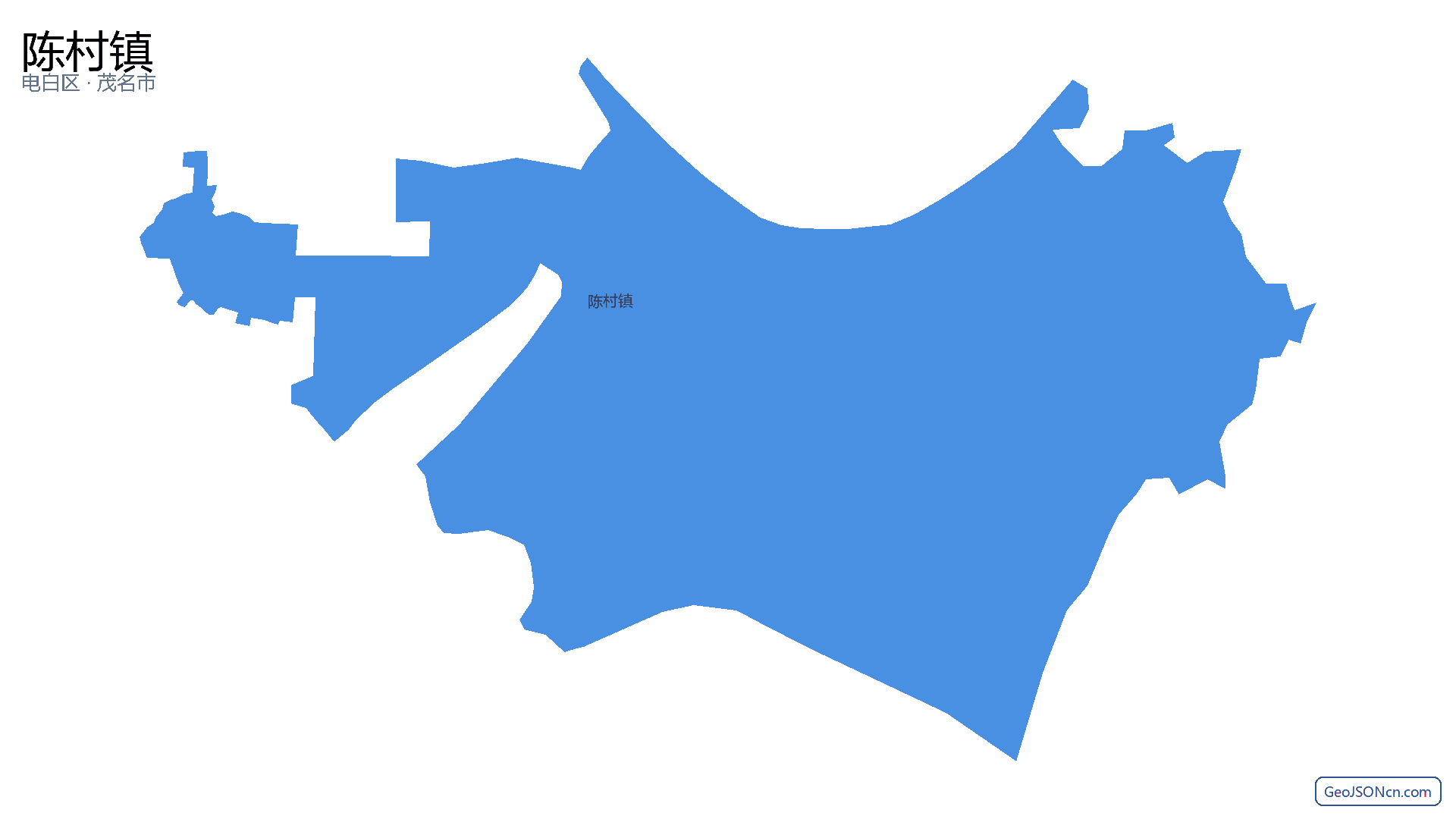 陈村镇行政区划边界地图(电白区·茂名市),提供GeoJSON、SHP矢量边界数据下载及高清地图大图(PNG/JPG) - GeoJSONcn.com