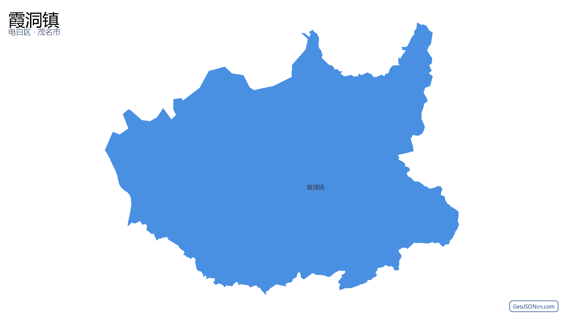 霞洞镇行政区划边界地图(电白区·茂名市),提供GeoJSON、SHP矢量边界数据下载及高清地图大图(PNG/JPG) - GeoJSONcn.com