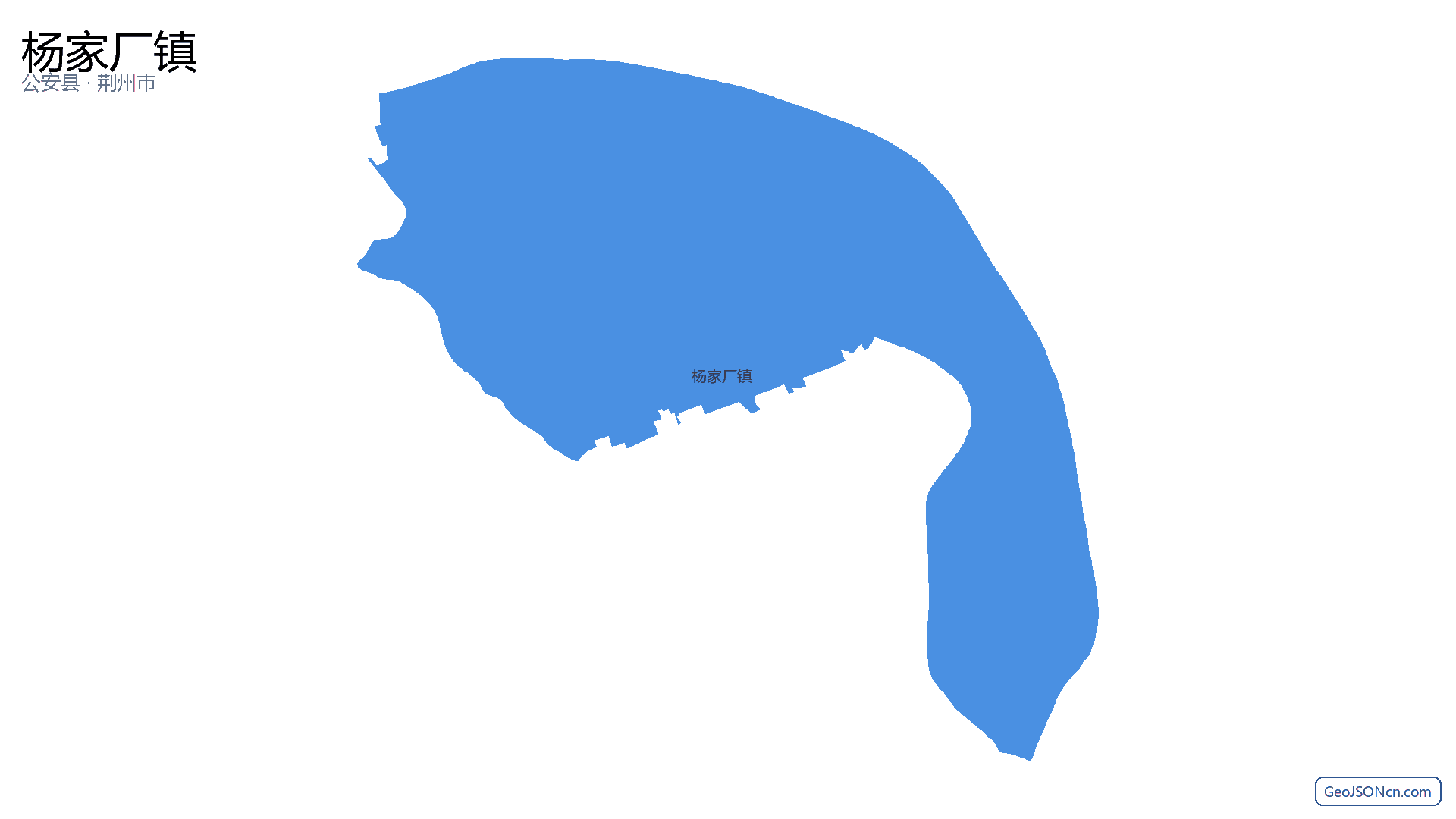 杨家厂镇行政区划边界地图(公安县·荆州市),提供GeoJSON、SHP矢量边界数据下载及高清地图大图(PNG/JPG) - GeoJSONcn.com
