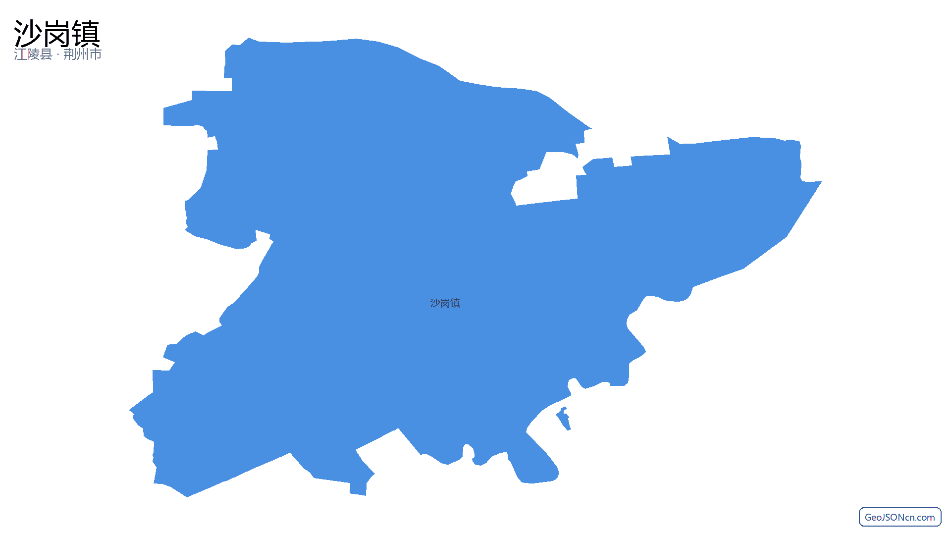 沙岗镇行政区划边界地图（江陵县·荆州市）,提供GeoJSON、SHP矢量边界数据下载及高清地图大图(PNG/JPG) - GeoJSONcn.com