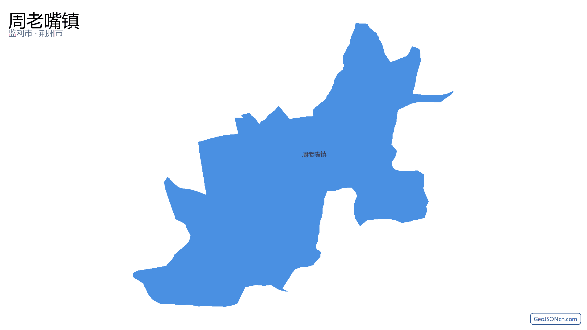 周老嘴镇行政区划边界地图（监利市·荆州市）,提供GeoJSON、SHP矢量边界数据下载及高清地图大图(PNG/JPG) - GeoJSONcn.com
