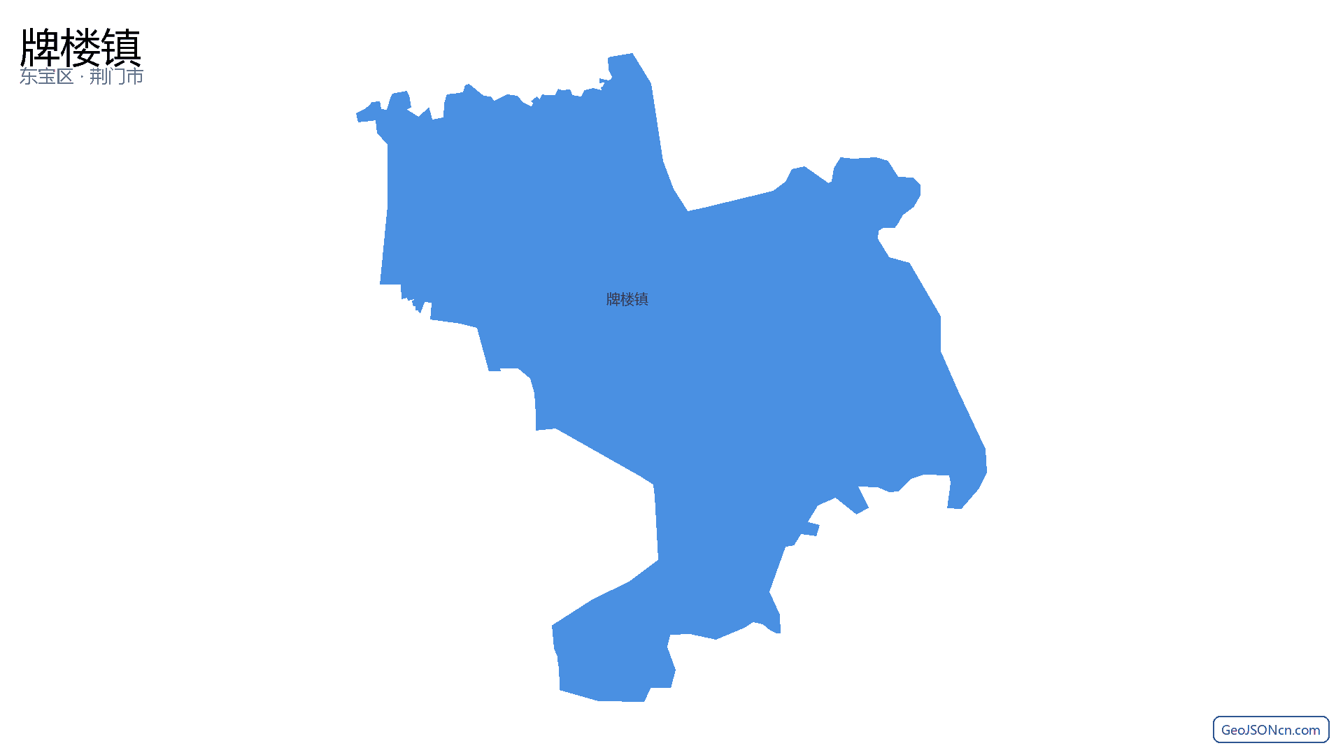 牌楼镇行政区划边界地图（东宝区·荆门市）,提供GeoJSON、SHP矢量边界数据下载及高清地图大图(PNG/JPG) - GeoJSONcn.com