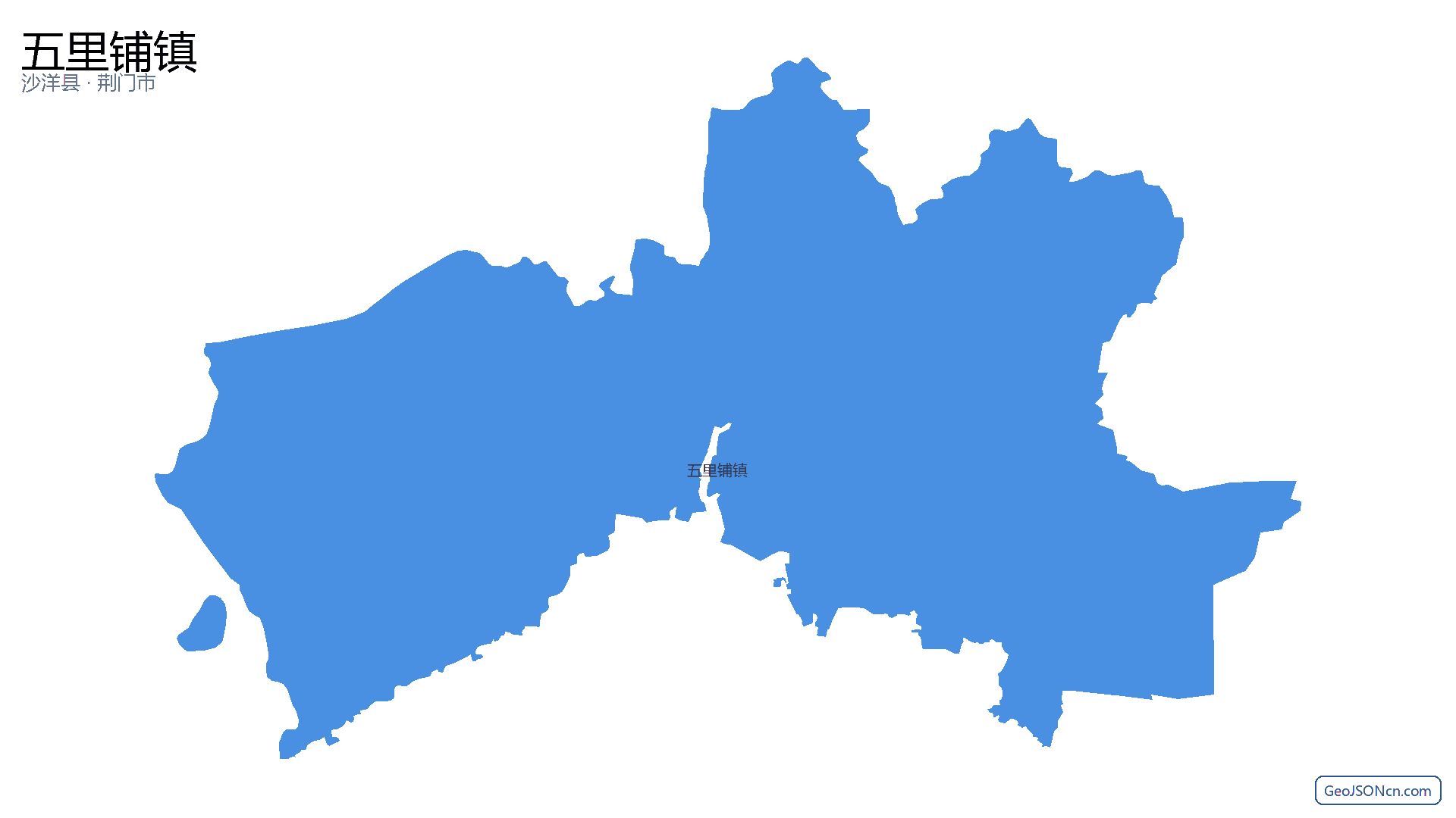 五里铺镇行政区划边界地图(沙洋县·荆门市),提供GeoJSON、SHP矢量边界数据下载及高清地图大图(PNG/JPG) - GeoJSONcn.com