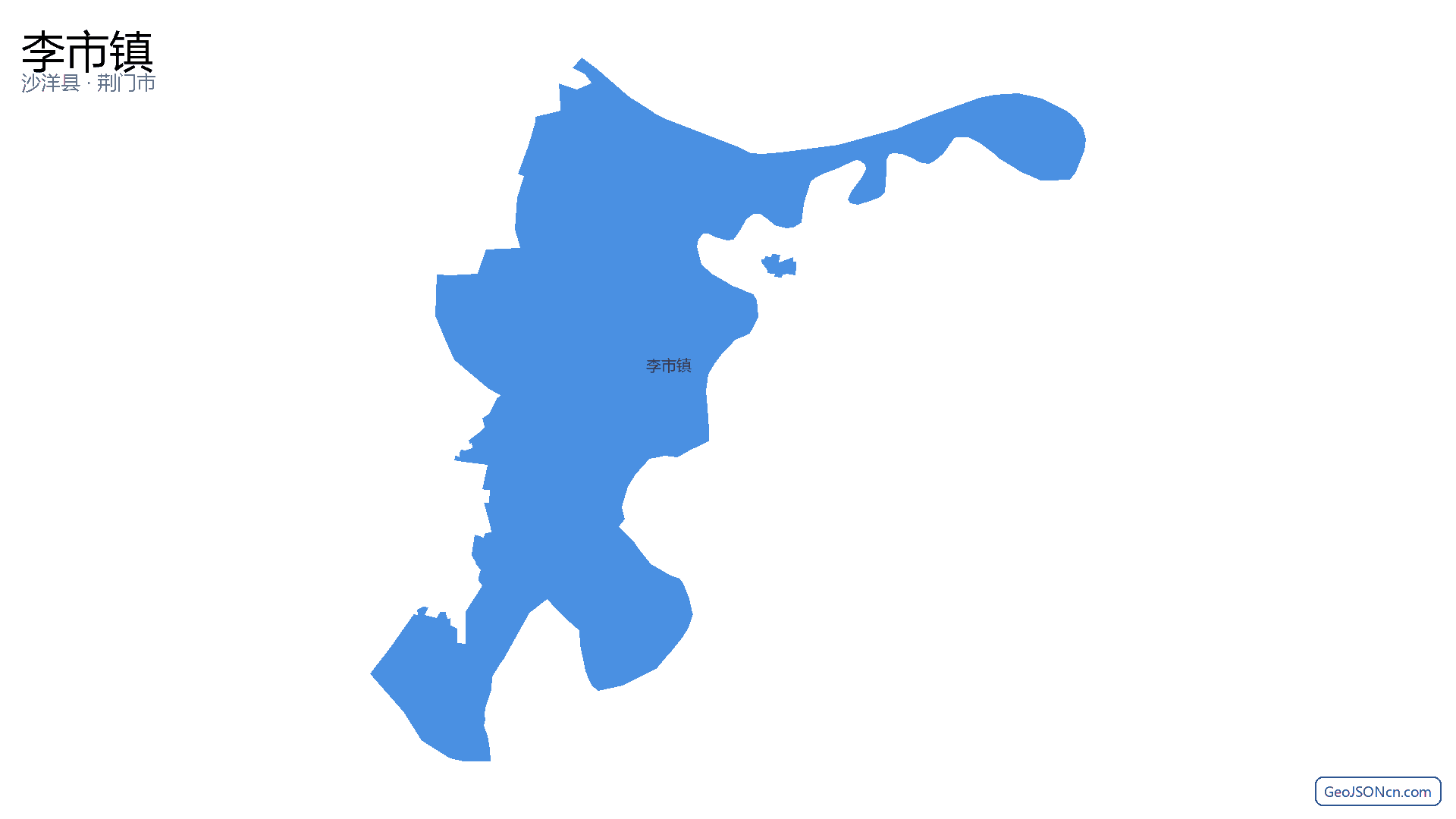 李市镇行政区划边界地图（沙洋县·荆门市）,提供GeoJSON、SHP矢量边界数据下载及高清地图大图(PNG/JPG) - GeoJSONcn.com