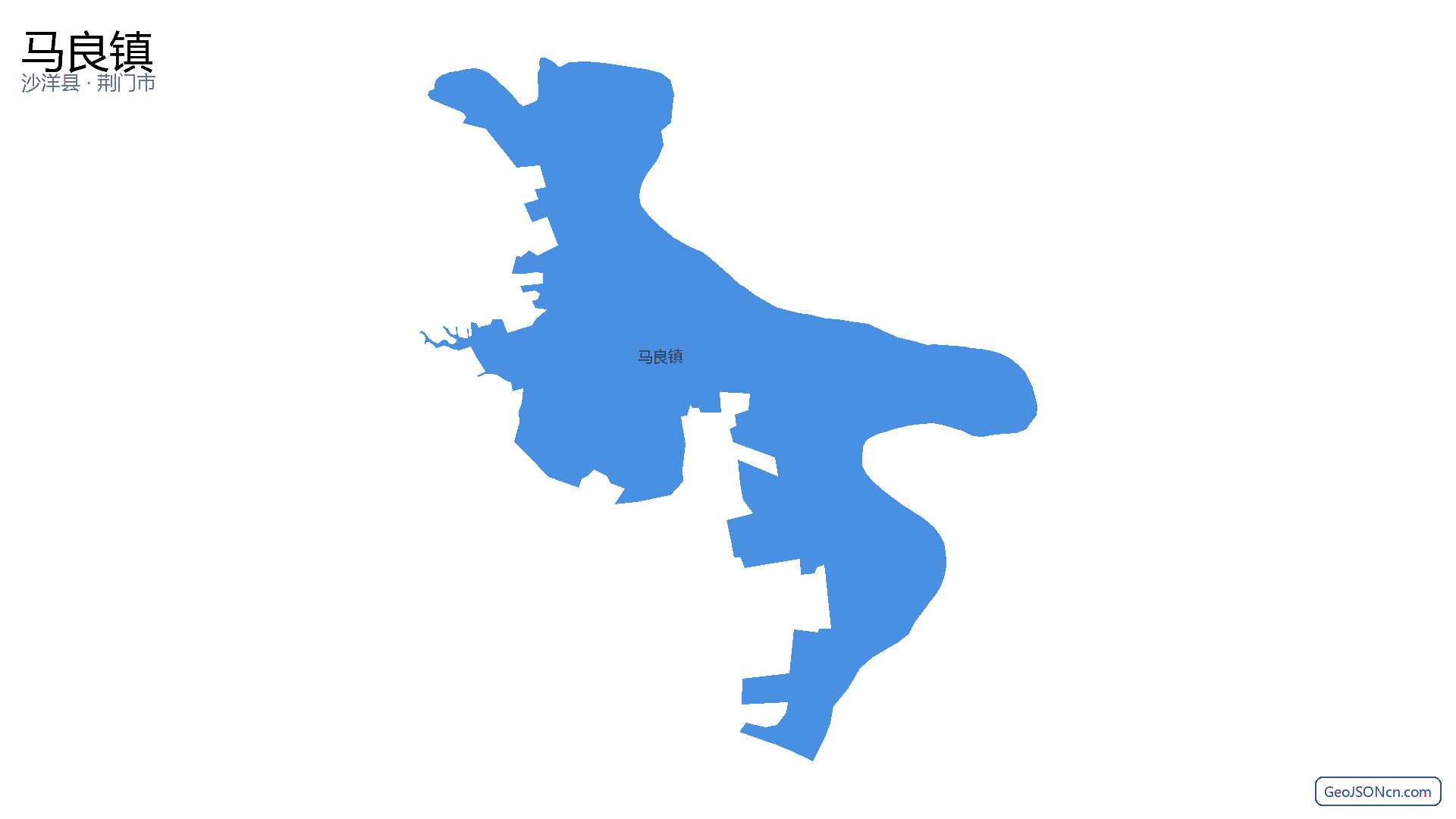马良镇行政区划边界地图（沙洋县·荆门市）,提供GeoJSON、SHP矢量边界数据下载及高清地图大图(PNG/JPG) - GeoJSONcn.com