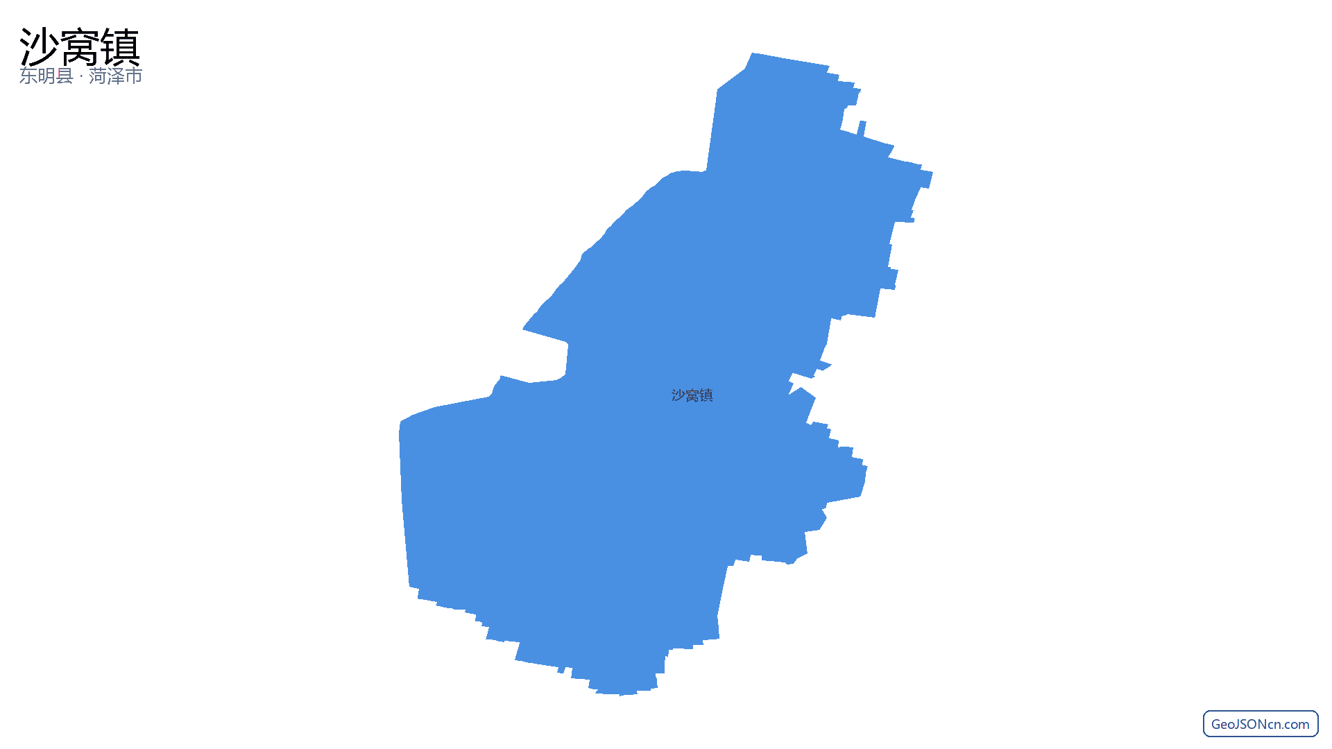 沙窝镇行政区划边界地图(东明县·菏泽市),提供GeoJSON、SHP矢量边界数据下载及高清地图大图(PNG/JPG) - GeoJSONcn.com
