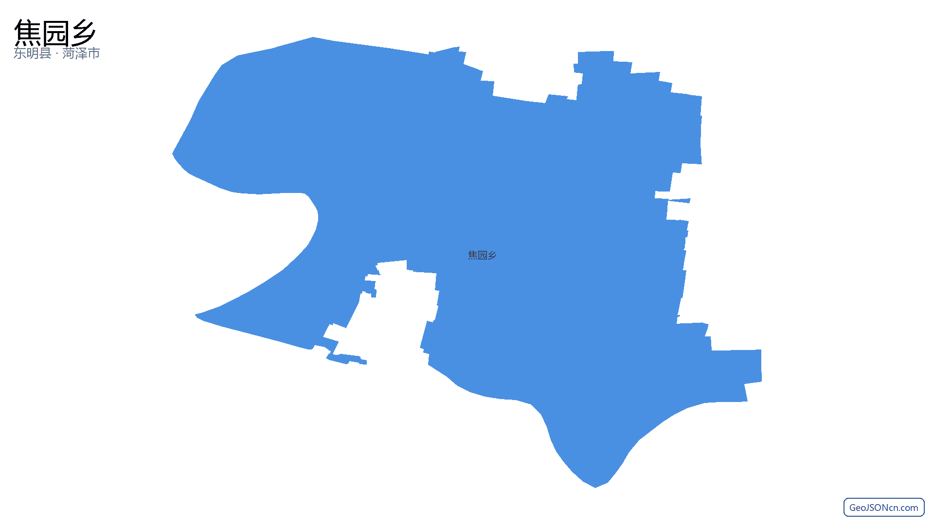 焦园乡行政区划边界地图（东明县·菏泽市）,提供GeoJSON、SHP矢量边界数据下载及高清地图大图(PNG/JPG) - GeoJSONcn.com