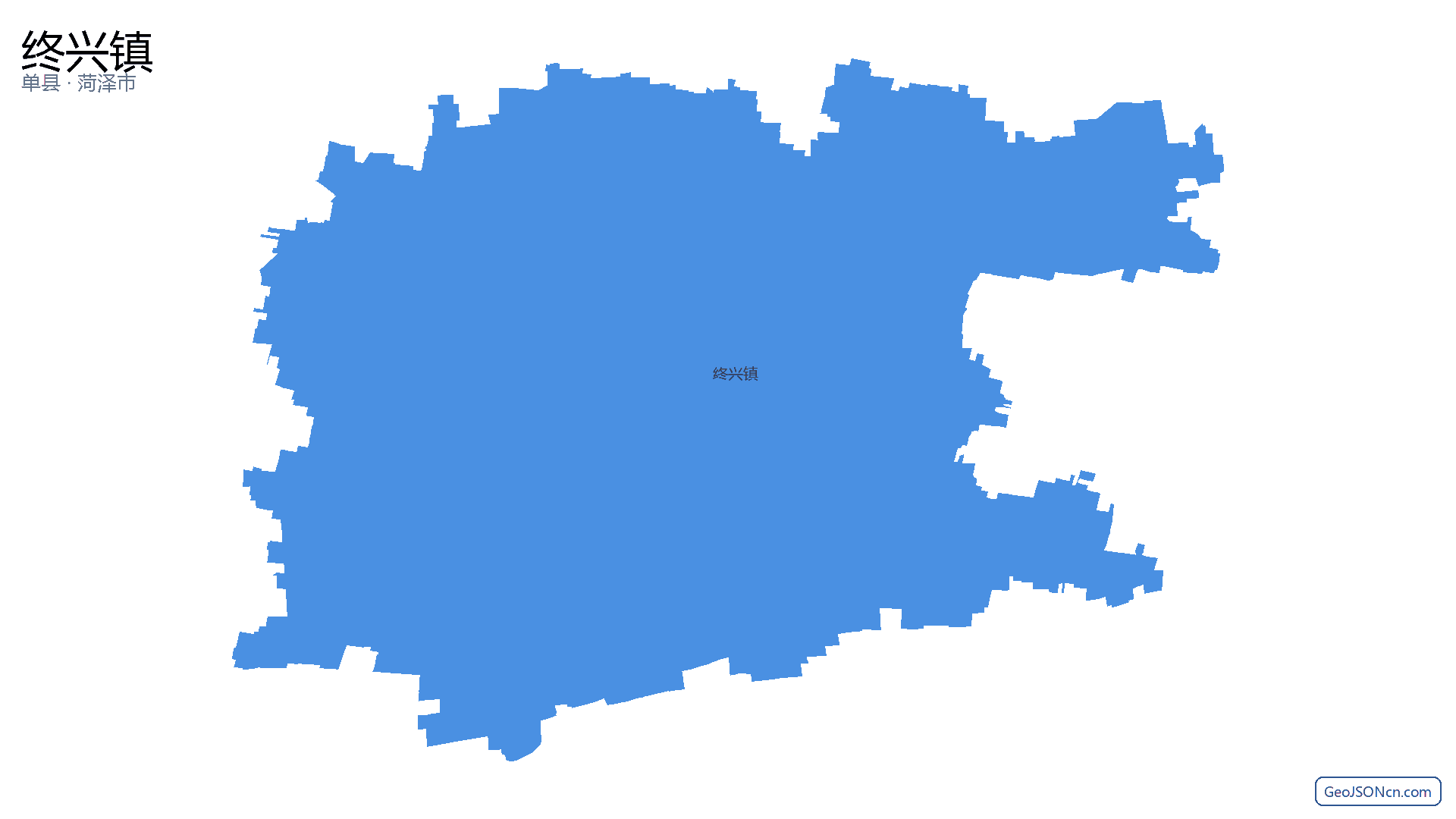 终兴镇行政区划边界地图(单县·菏泽市),提供GeoJSON、SHP矢量边界数据下载及高清地图大图(PNG/JPG) - GeoJSONcn.com