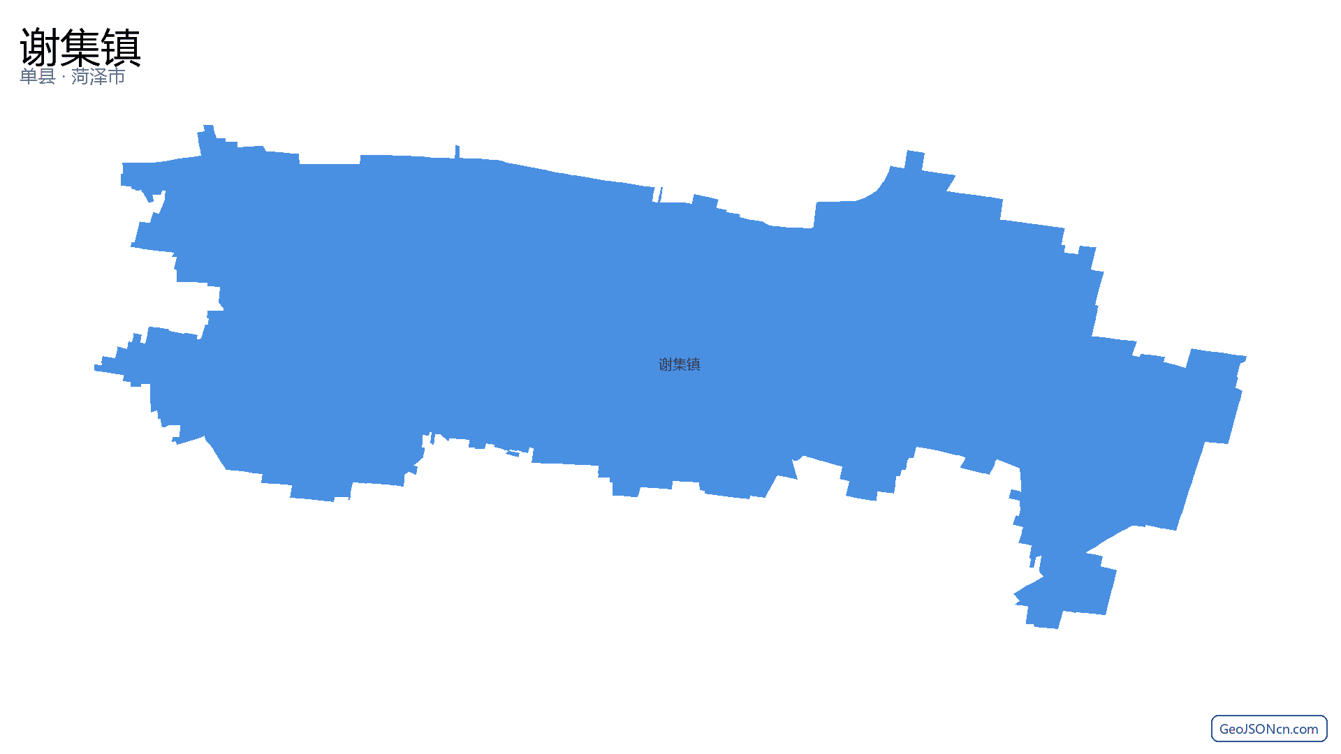 谢集镇行政区划边界地图(单县·菏泽市),提供GeoJSON、SHP矢量边界数据下载及高清地图大图(PNG/JPG) - GeoJSONcn.com