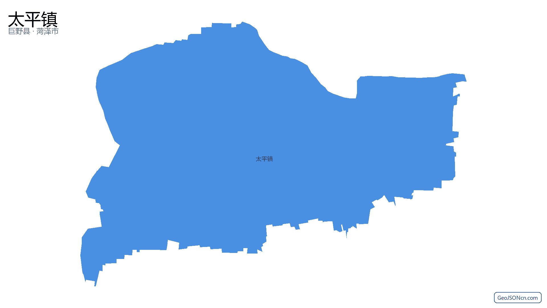 太平镇行政区划边界地图(巨野县·菏泽市),提供GeoJSON、SHP矢量边界数据下载及高清地图大图(PNG/JPG) - GeoJSONcn.com