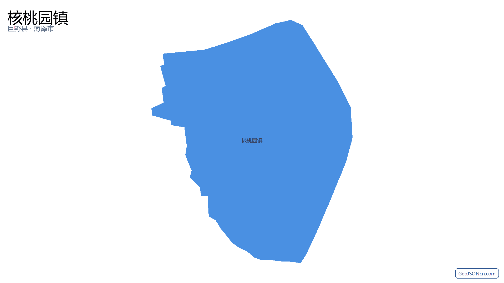 核桃园镇行政区划边界地图（巨野县·菏泽市）,提供GeoJSON、SHP矢量边界数据下载及高清地图大图(PNG/JPG) - GeoJSONcn.com